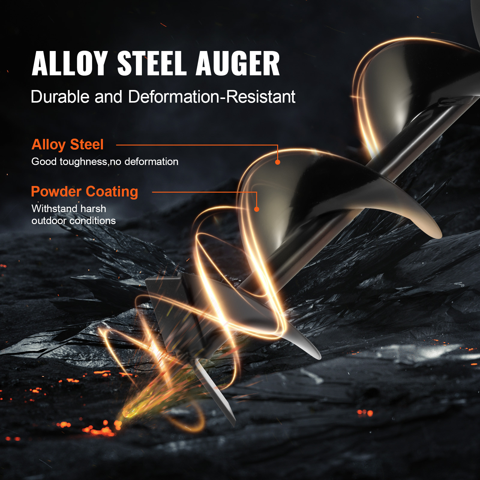 VEVOR 63CC 2400W Gas Post Hole Digger with 8-Inch Drill Bits