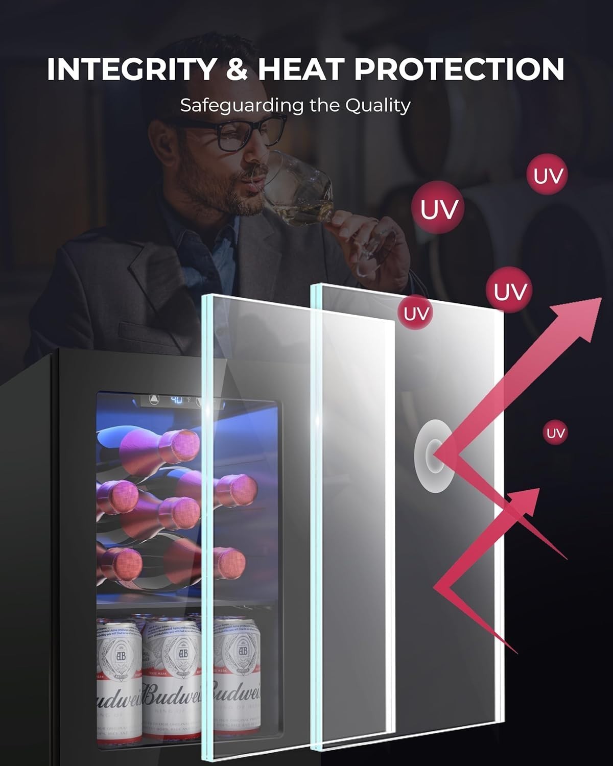 6 Bottles and 6 Cans Compact Beverage Refrigerator, Freestanding Mini Fridge wit