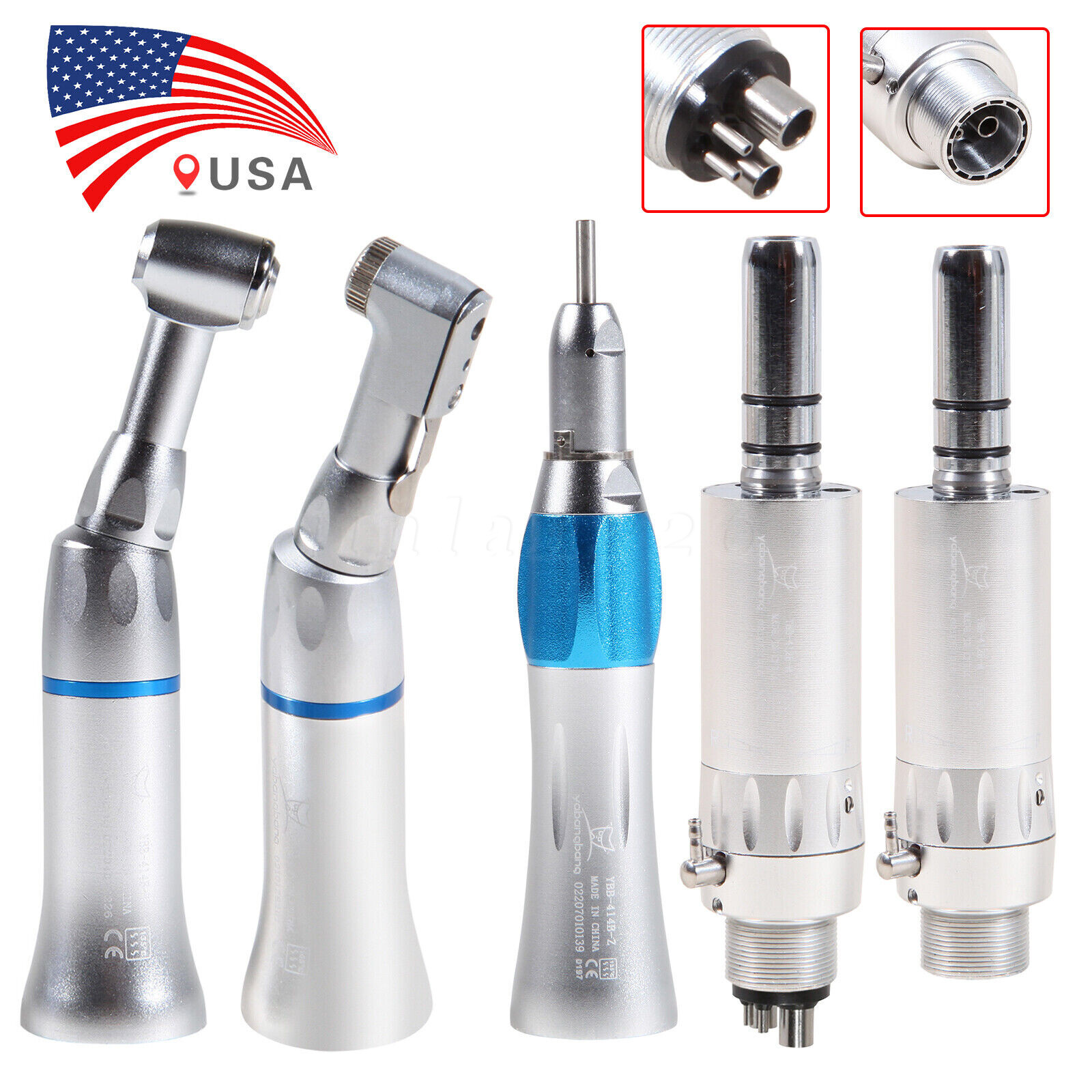 NSK Style Dental Slow Low Speed Handpiece Contra Angle Straight Motor 2/4 HOLES