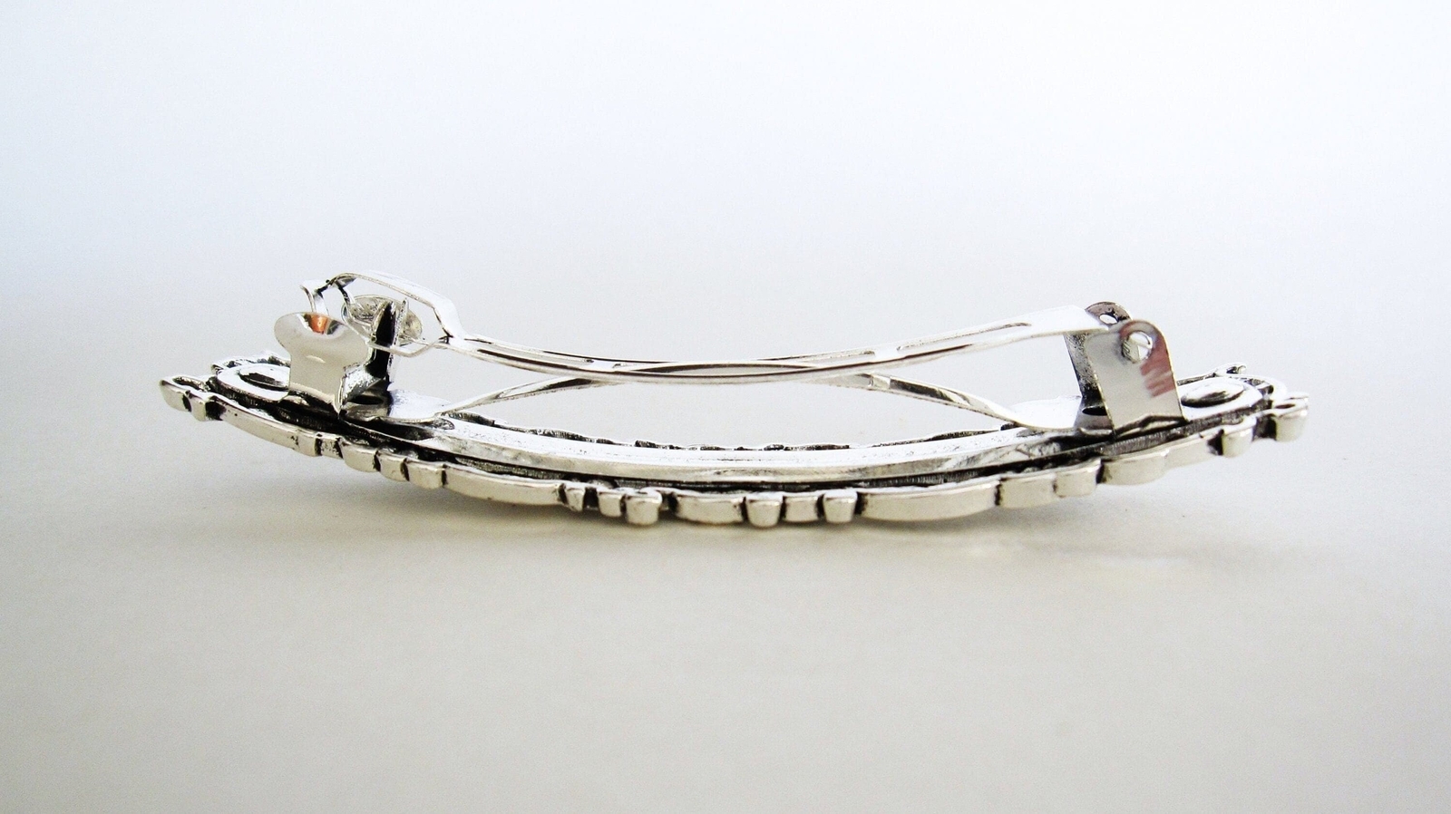 Silver flowers leaves vine metal flower filigree hair clip barrette