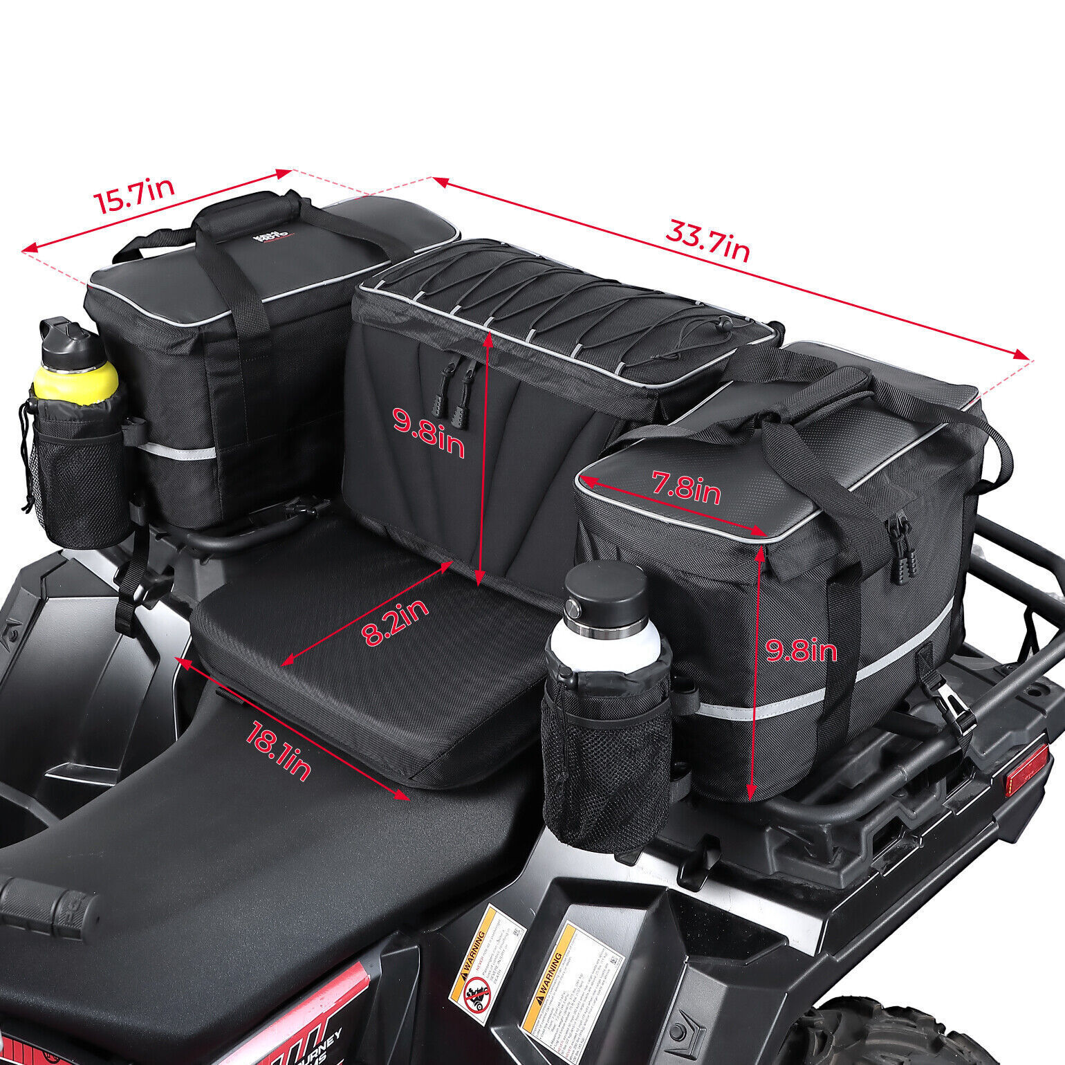 74L Upgraded ATV Rear Cooler Storage Bag Pack Seat Padded Bottom Bags w/Cushion