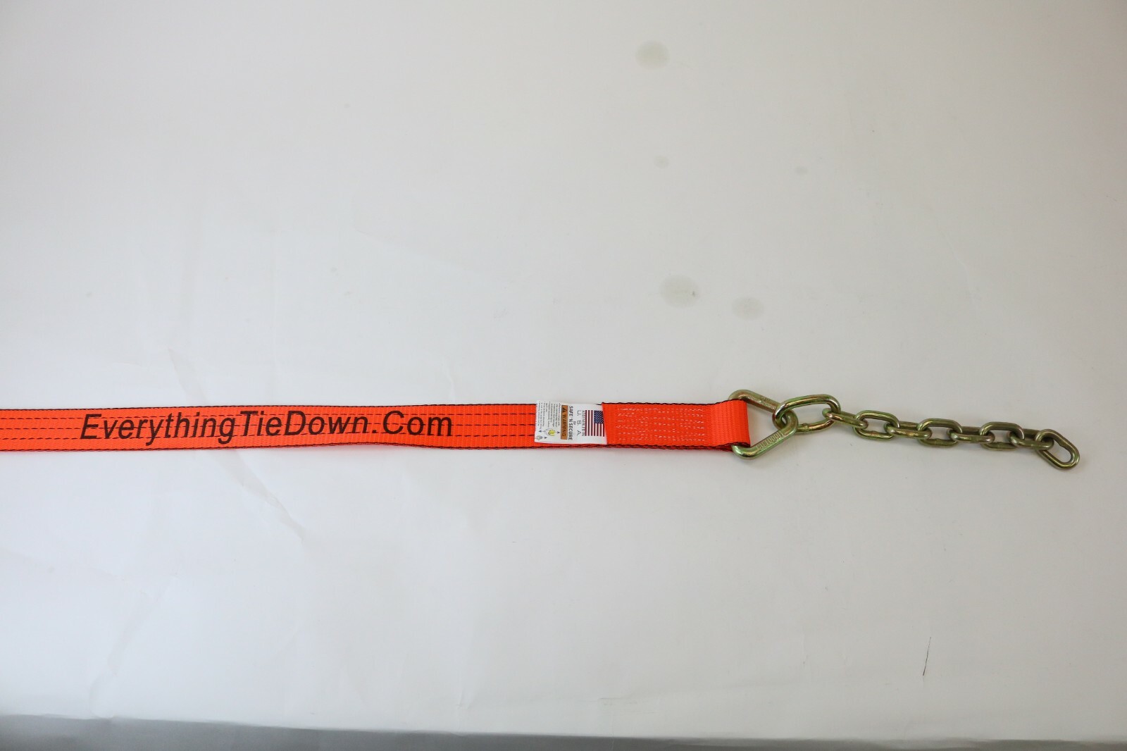 8 pt Kit 18' Orange TECNIC Webbing Rollback / Flatbed Car TieDown w/ Chain Tails