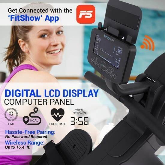 SereneLife Smart Exercise Rowing Machine Magnetic (16 Levels of Resistance