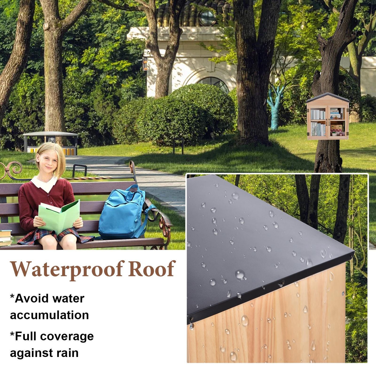 Outdoor Library Outdoor Book Box Storage Wooden Cabinet Little Literature Box