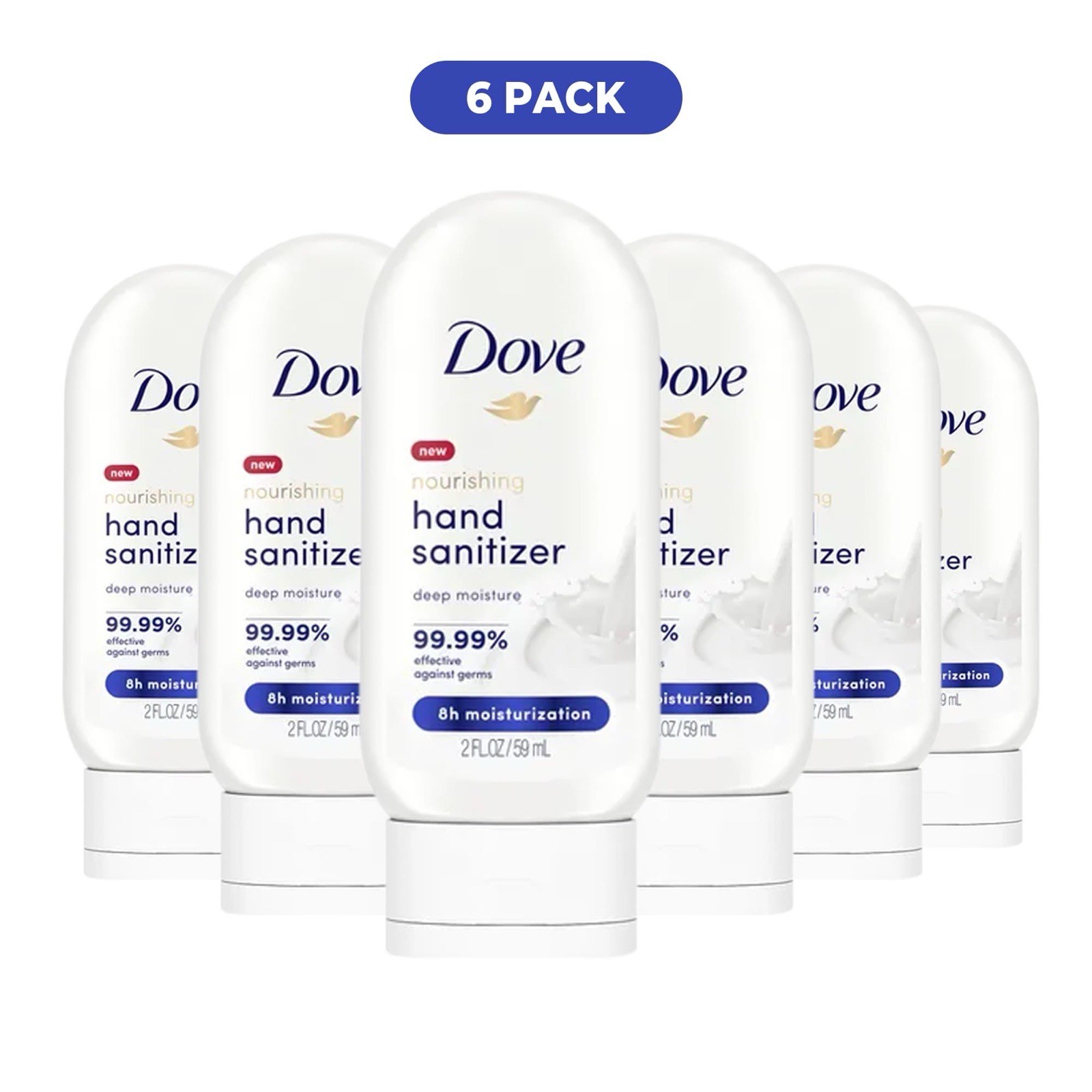Dove Deep Moisture Nourishing Hand Sanitizer Gel All Skin, 2 oz 6 pack