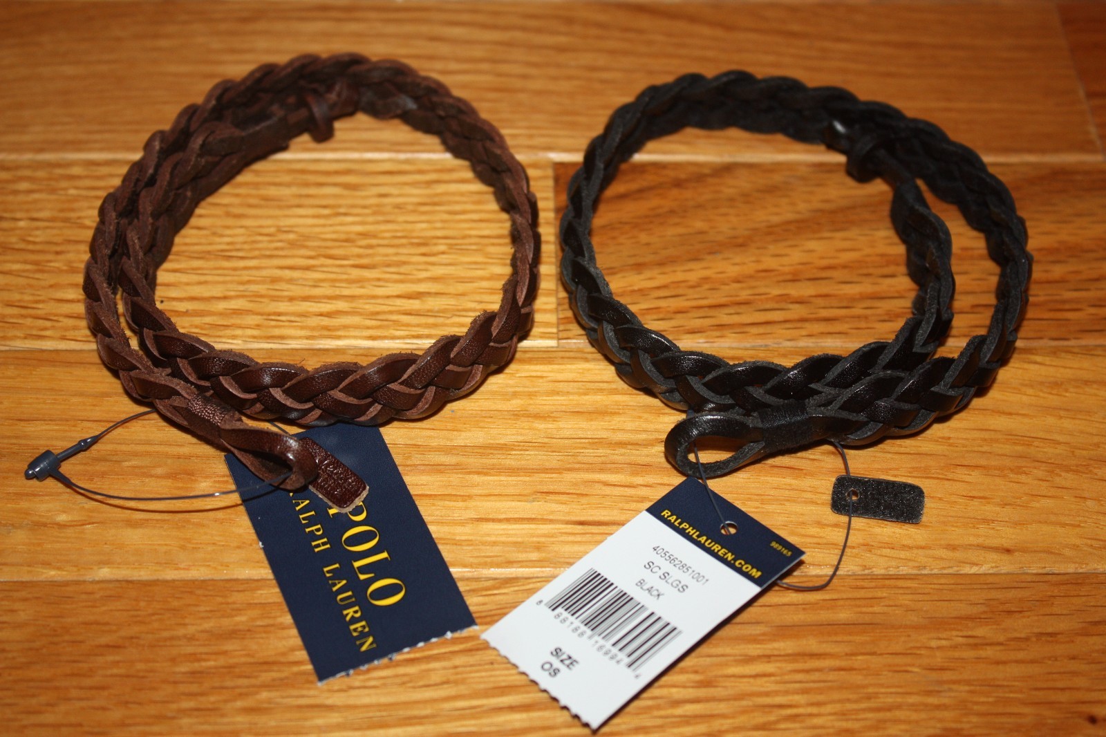 New POLO Ralph Lauren UNISEX Braided Leather Wrist Strap Bracelet Black OR Brown