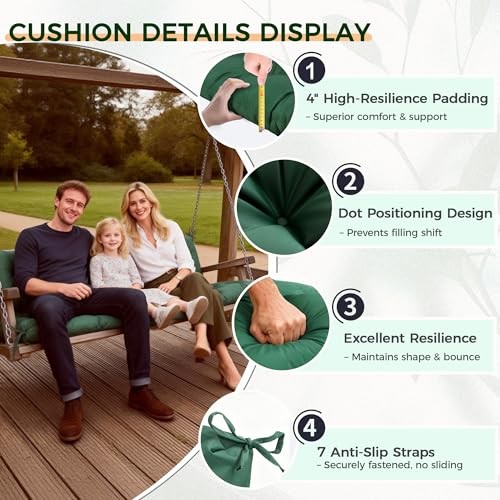 Porch Swing Cushions 60 Inch,Waterproof 60x40x4 inches/150x100x10cm Dark Blue