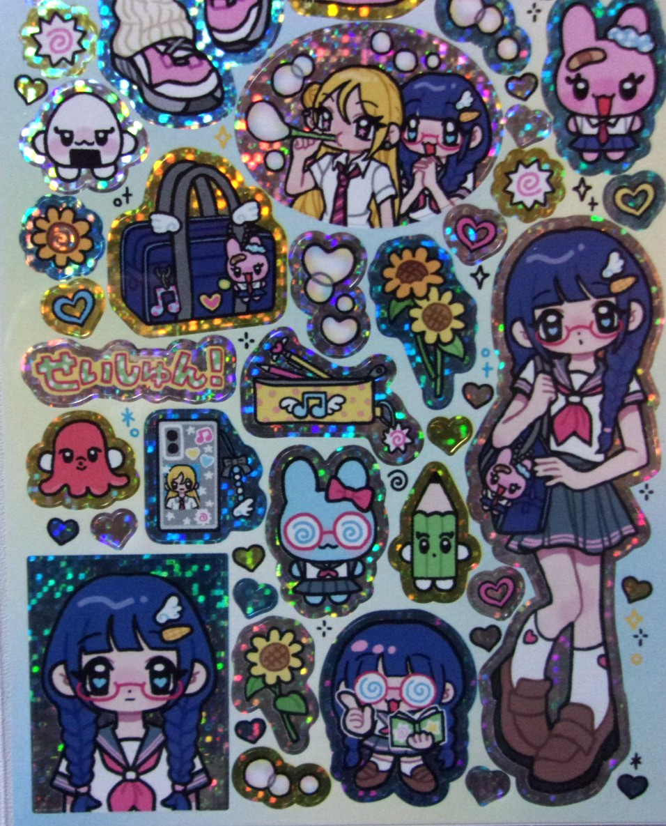 GAIA Topping Lab Girl Summer Gal Hologram Film Sticker Sheet Made in Japan