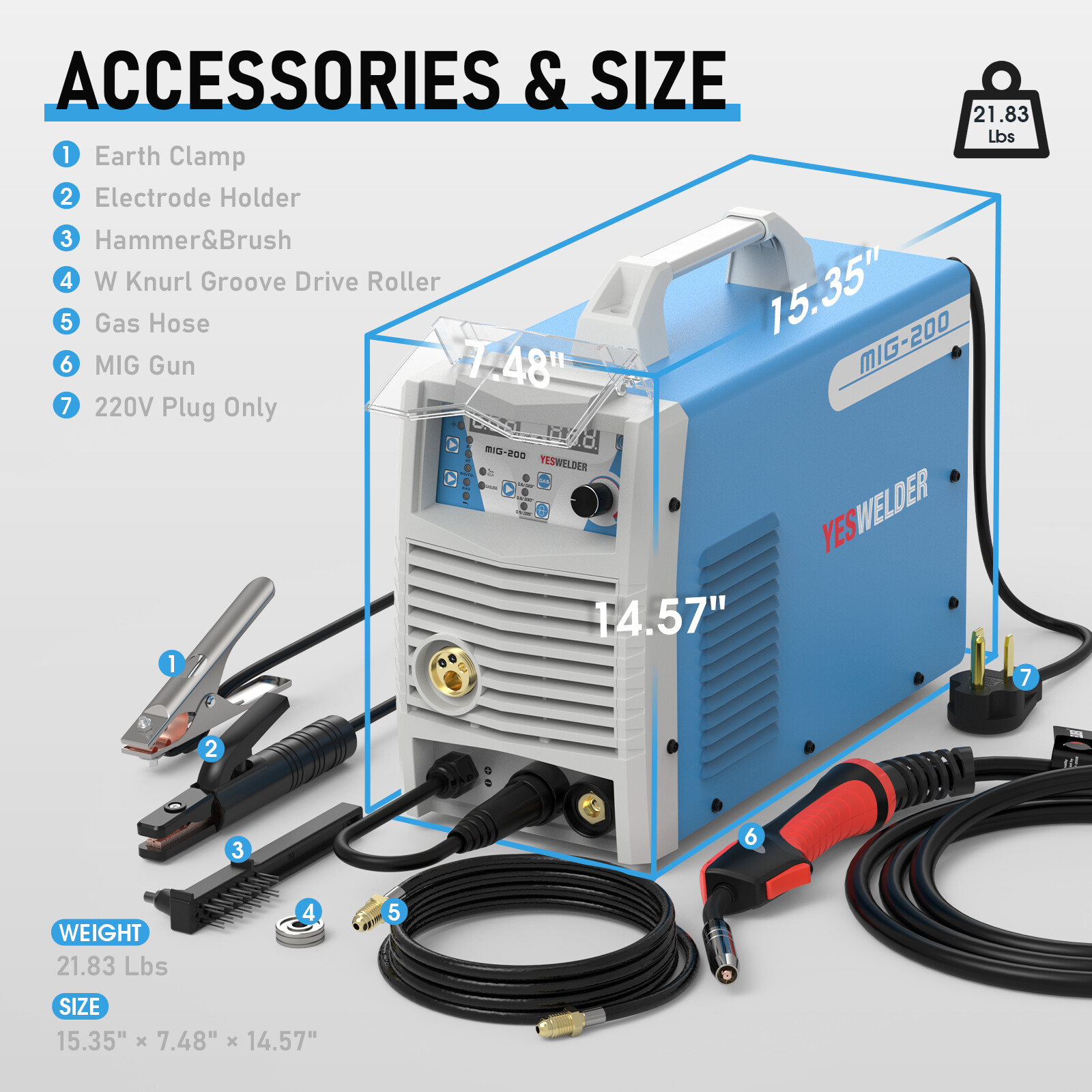MIG-200 220V 200Amp Welding Machine MIG/Stick/TIG Multi-Process Welder