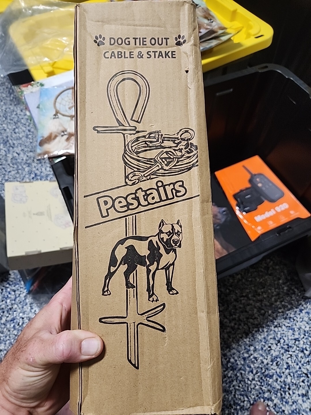 Pestairs 30 Ft Dog Tie Out Cable and Stake - Heavy Dog Yard Leash and Stake