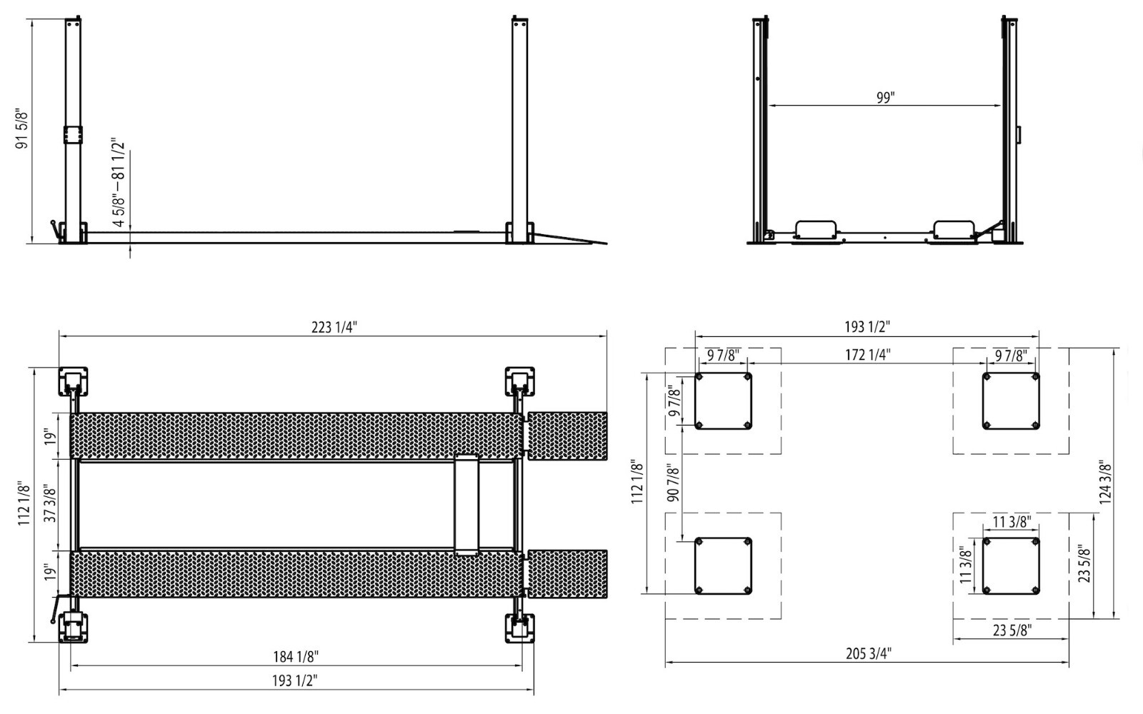 APlusLift 8000LB 4-Post Extra Long/Wide/Tall Storage Service Car Lift (HW-8SXLT)