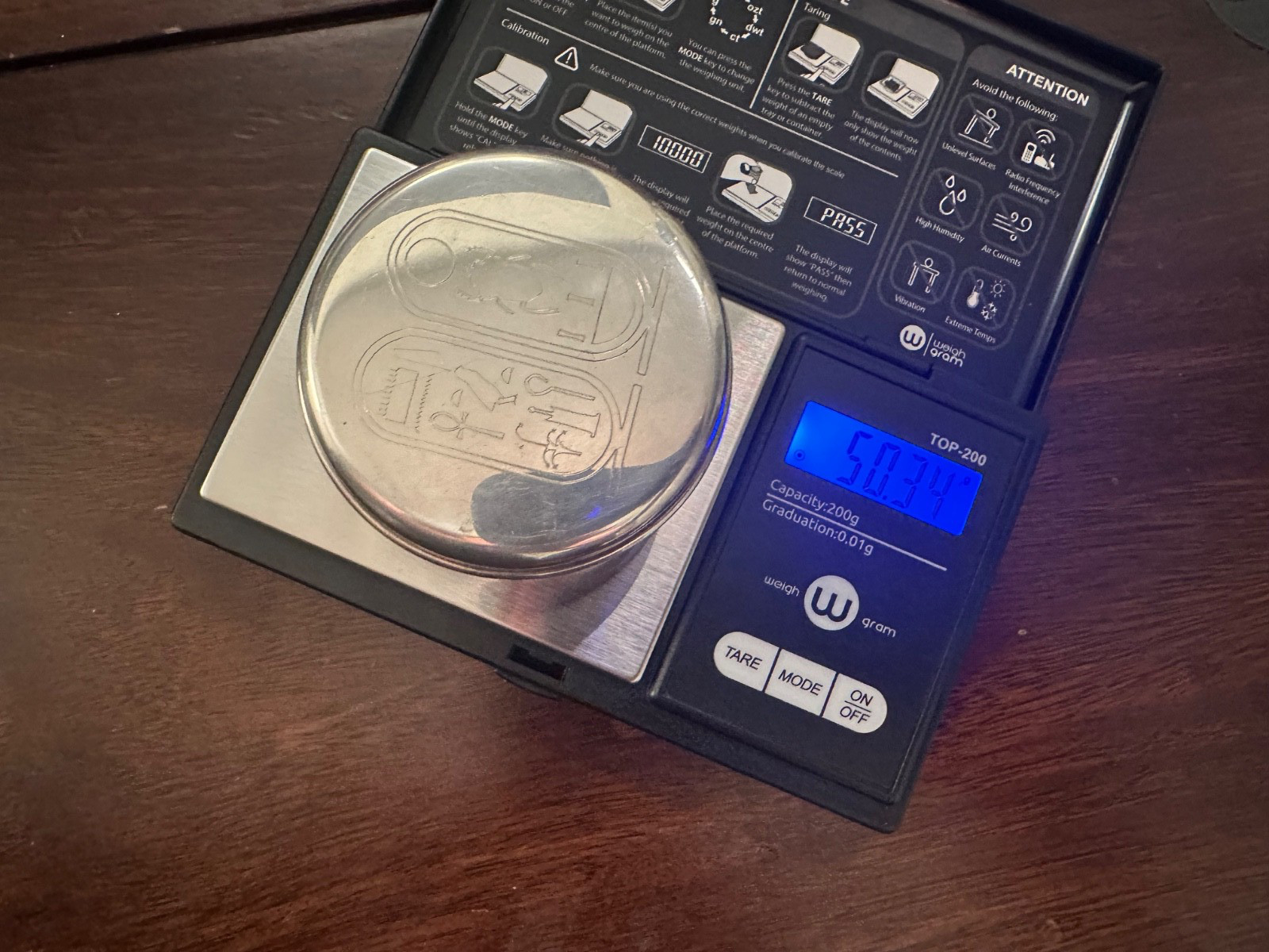 Cartier Vintage Sterling Silver Egyptian Cartouche Motif Trinket Box (50g)