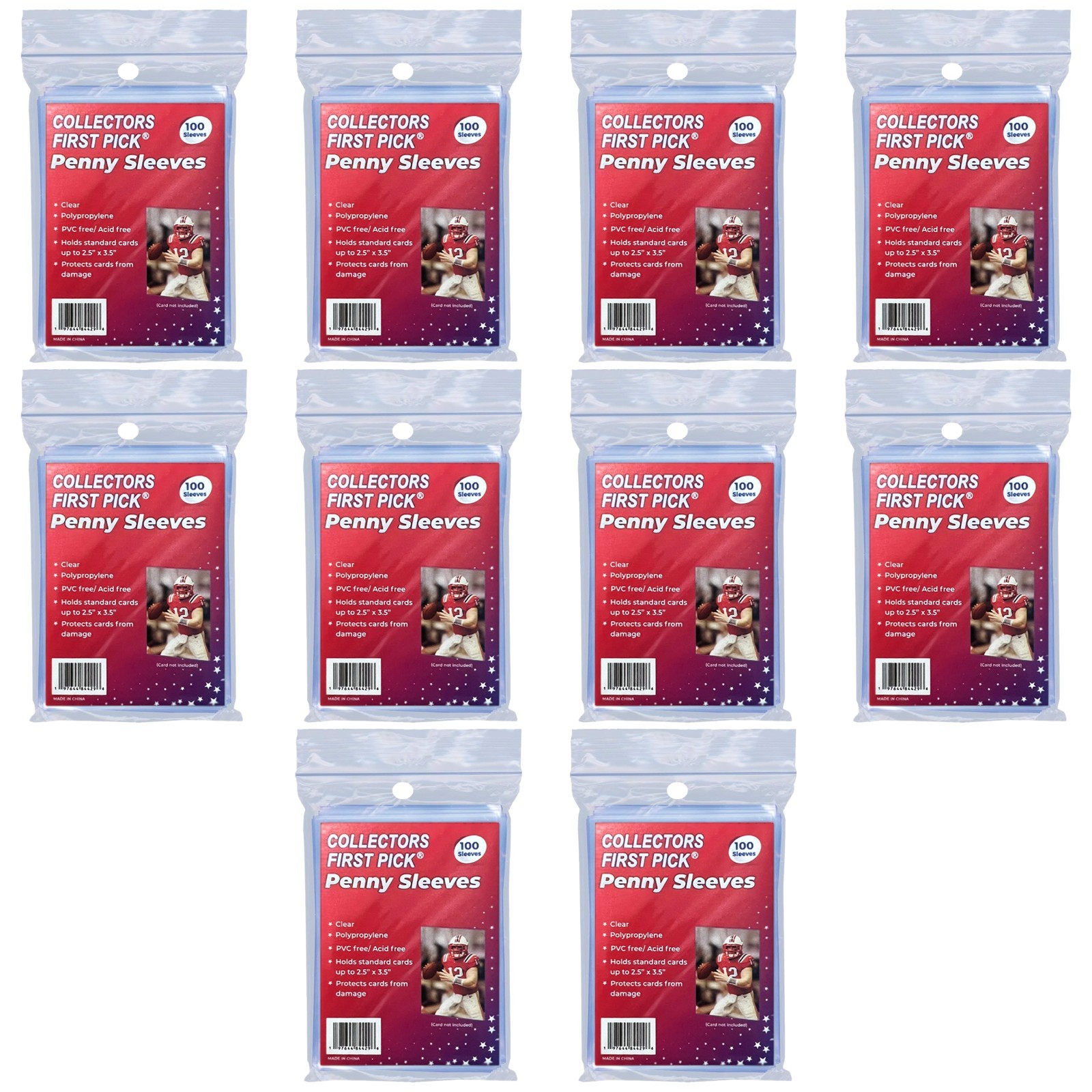 Sealed Case 100 Packs - Exact Fit 2.5" x 3.5" Soft Trading Card Penny Sleeves