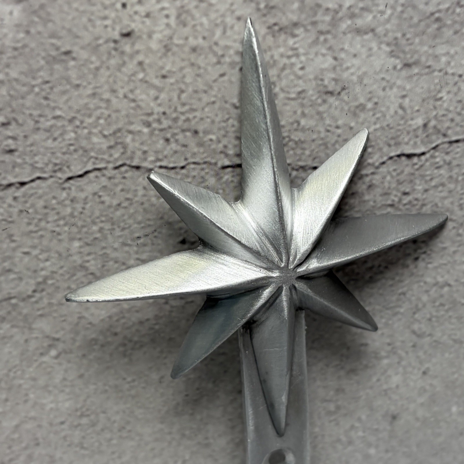 MCM Atomic Star Burst Metal Silver Robe Towel Hook Holder Wall Mount Bathroom 5"