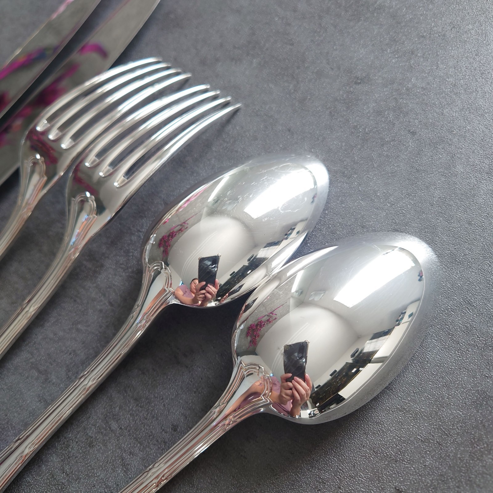 Christofle Rubans 6pcs Flatware Silverplated Table Knife Fork Spoon Excellent