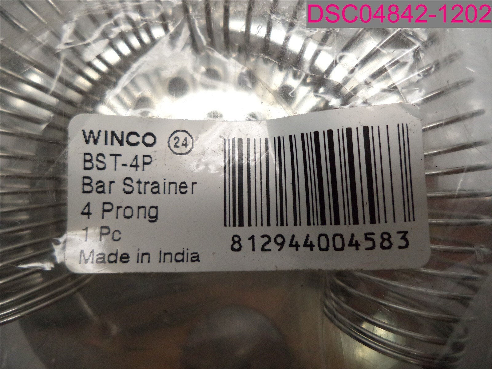 Winco BST-4P Stainless Steel Bar Strainer 4 Prong