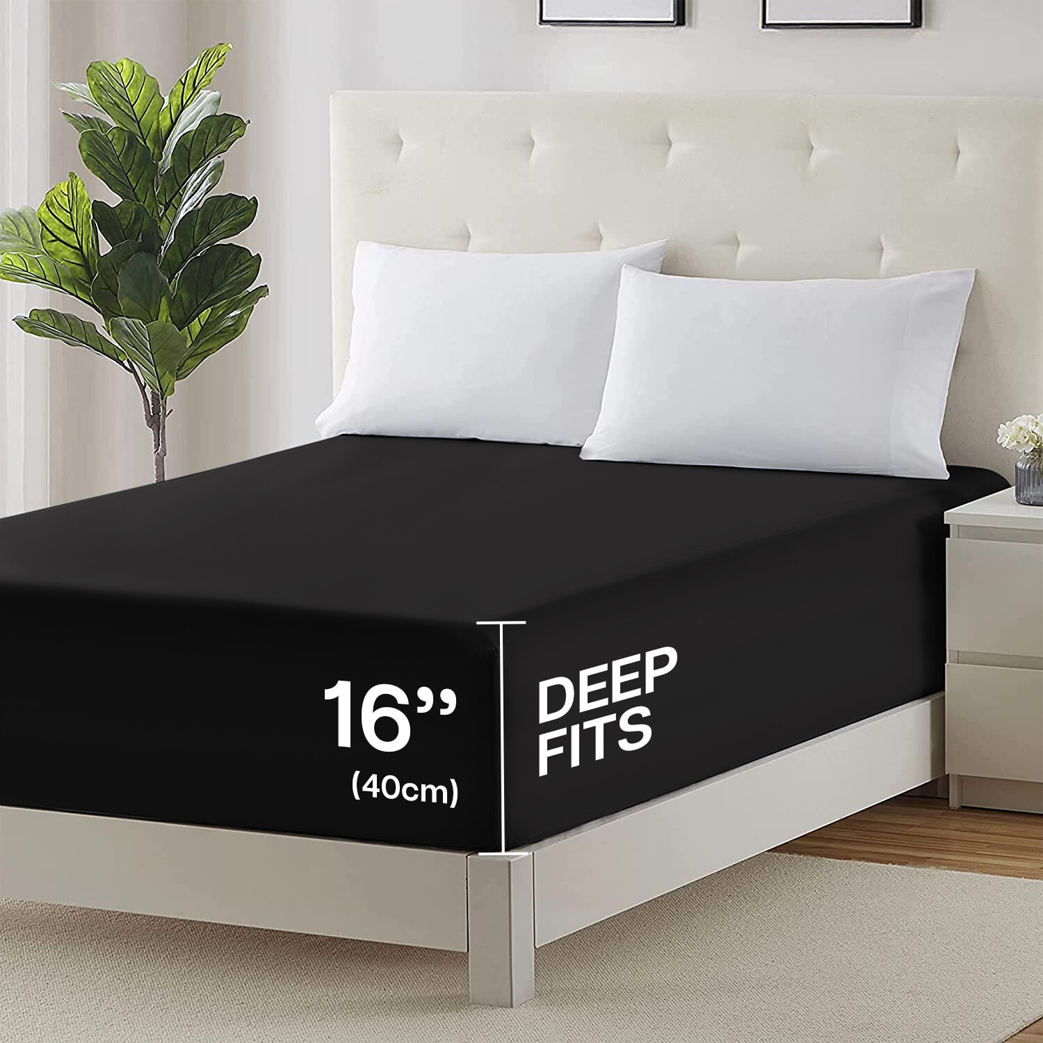 Fitted sheet King Size 16” Deep Pocket Easy Care Breathable Elastic Bed Sheets