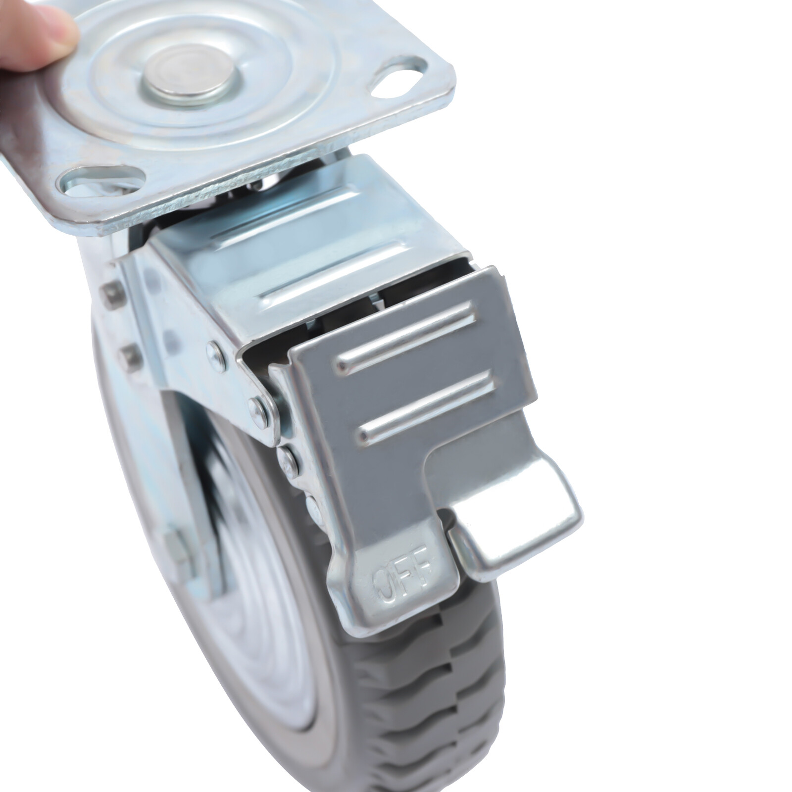 4PCs 8 inch Dustproof Handling Wheels Fixed+Brake Heavy Duty Solid Caster Wheels