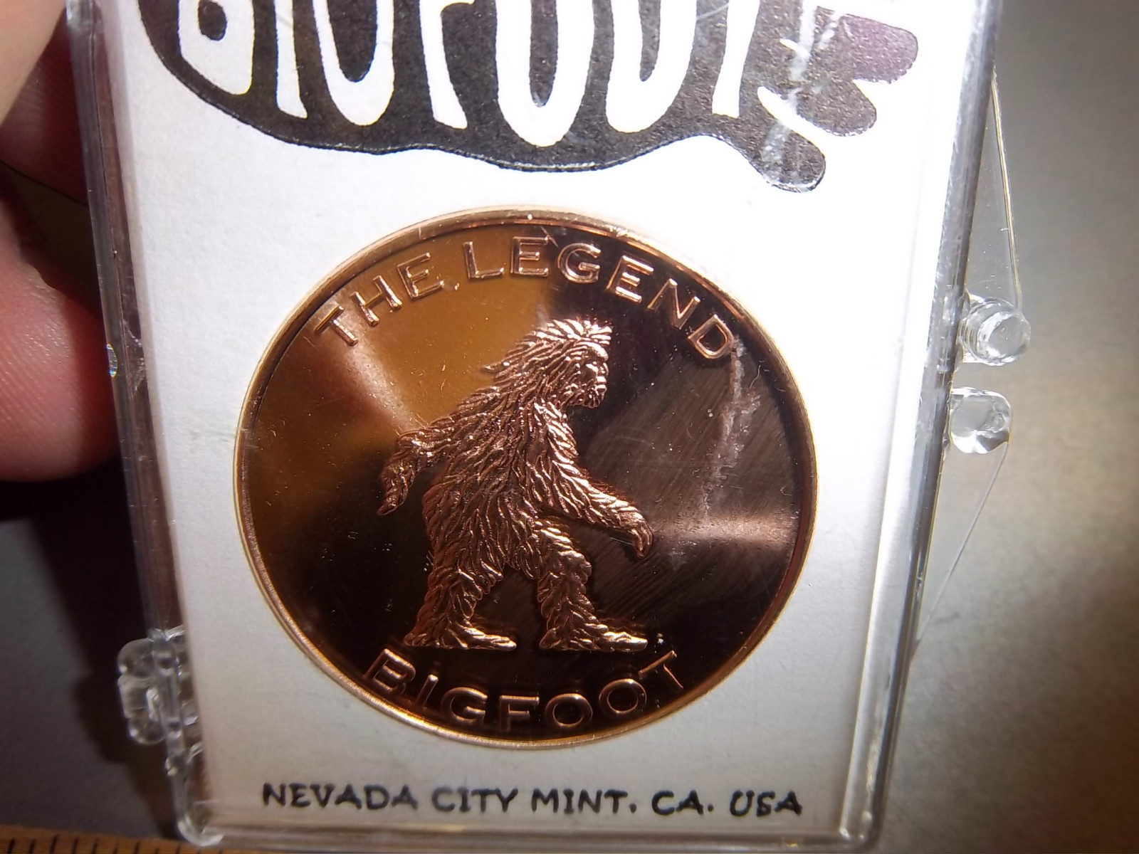 Bigfoot The Legend Souvenir Brass Coin token w/ Sasquatch & other names on back