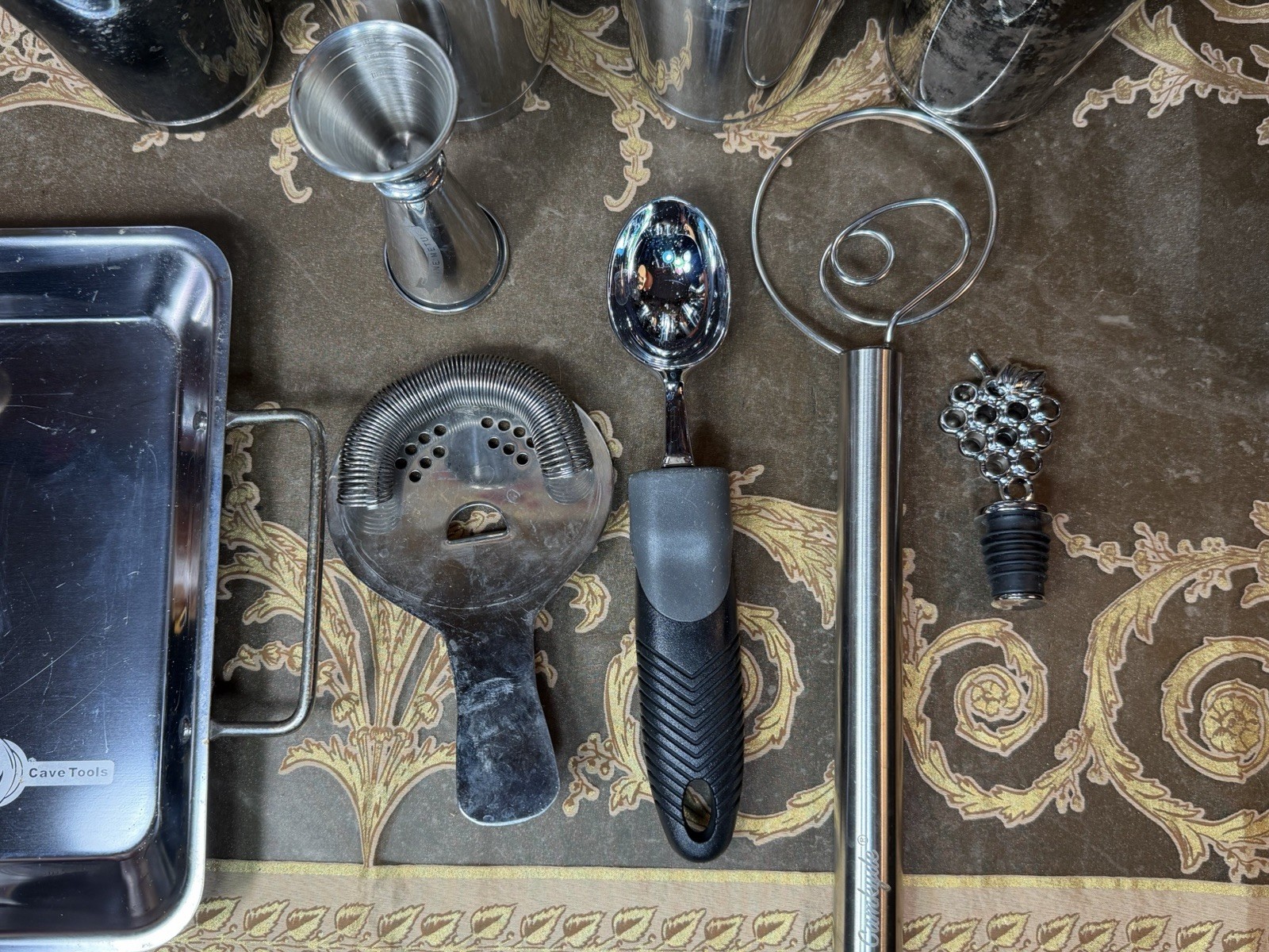 Stainless Steel Cocktail Shaker Set Bar Tools Lot Jigger Strainer Spoon