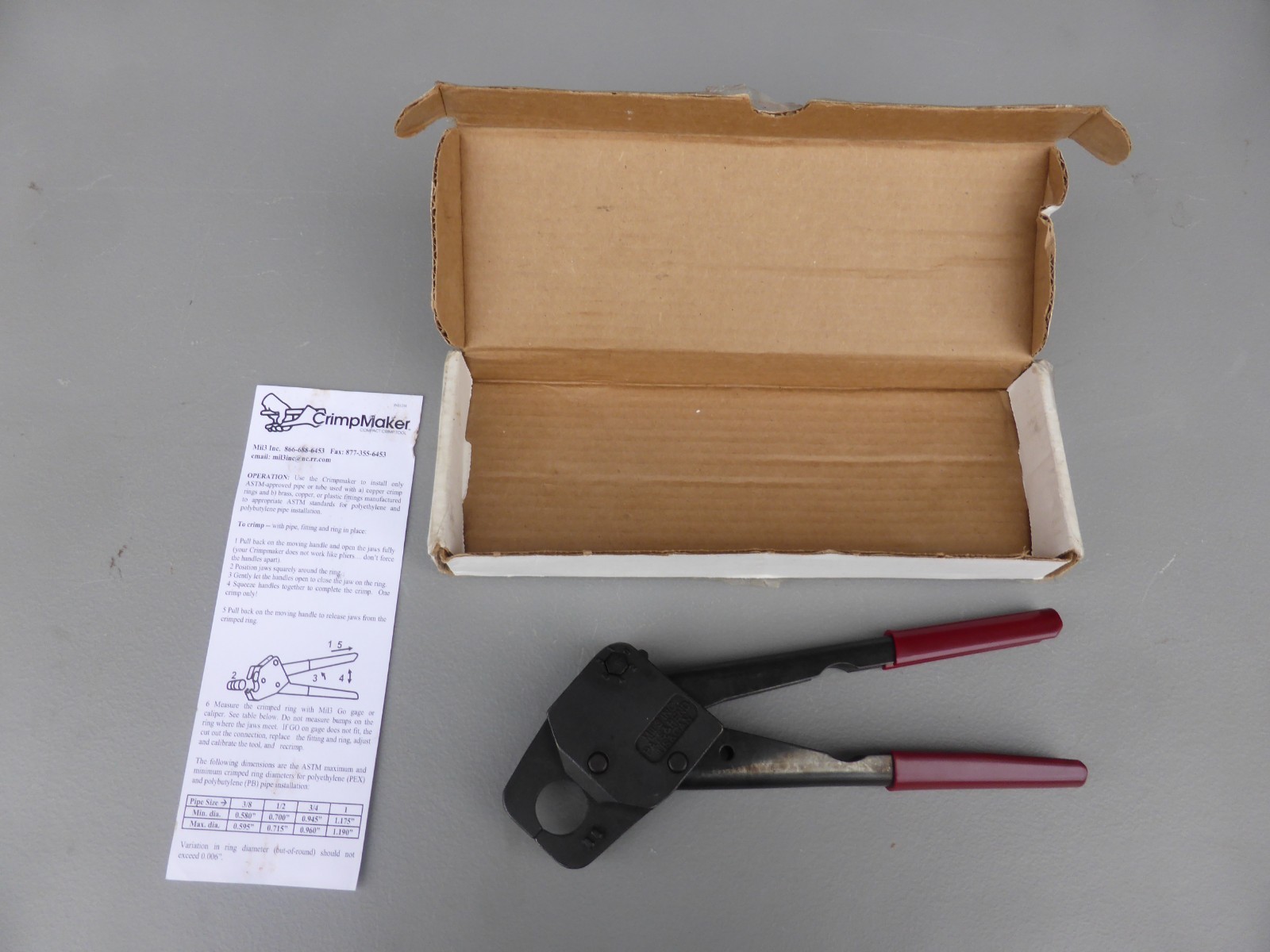 MIL-3 inc 3/4" PEX Compact Crimp Tool CrimpMaker Made in USA