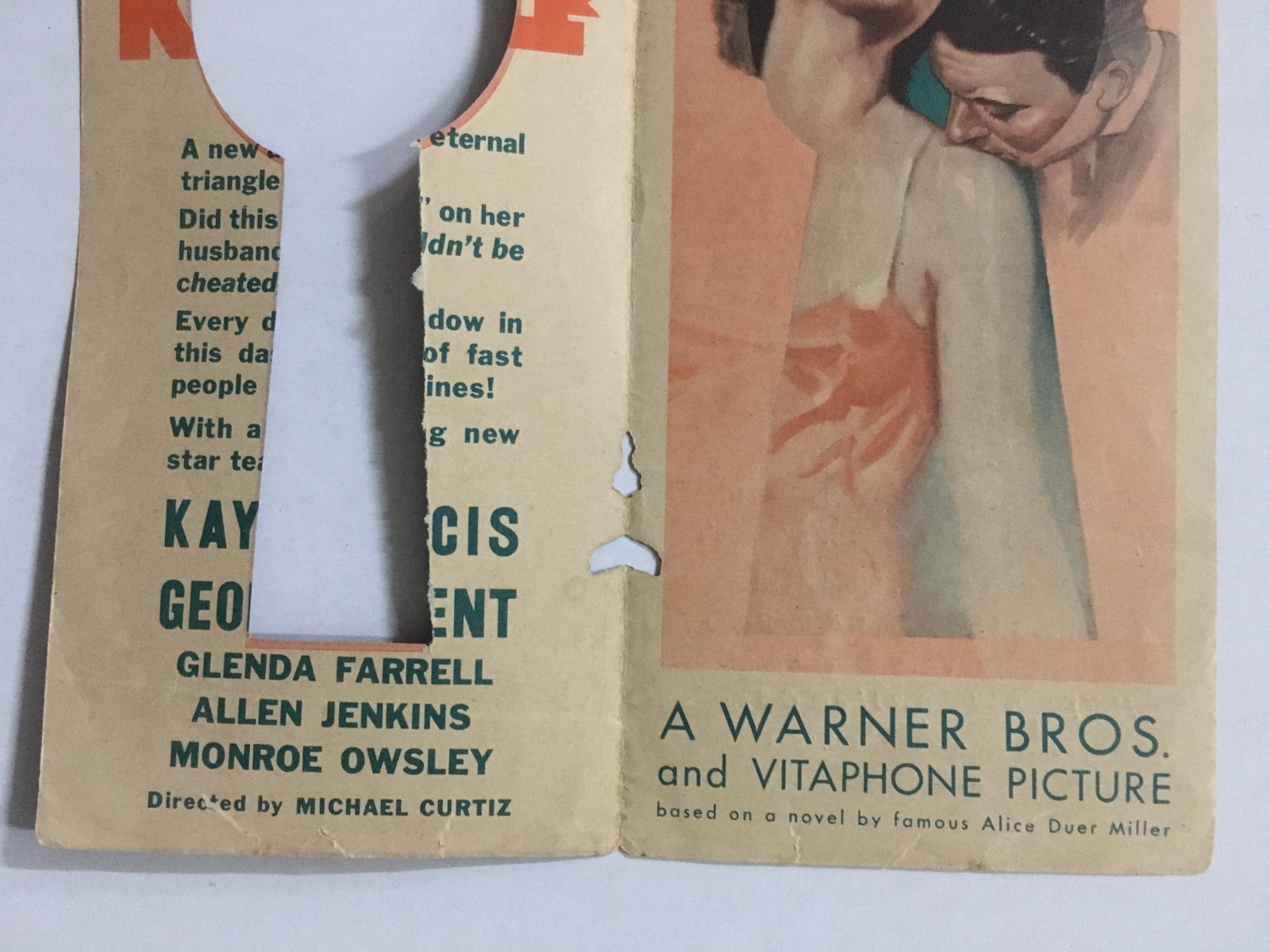 1933 Hollywood Movie Herald THE KEYHOLE. Kay Francis George Brent- India release