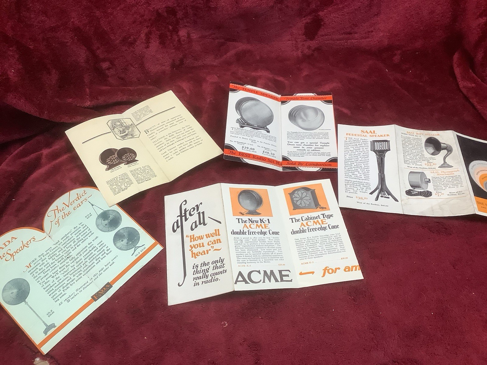 1920s Tube Radio Speaker Phamplet Advertising FADA ACME TEMPLE SAAL TELETONE