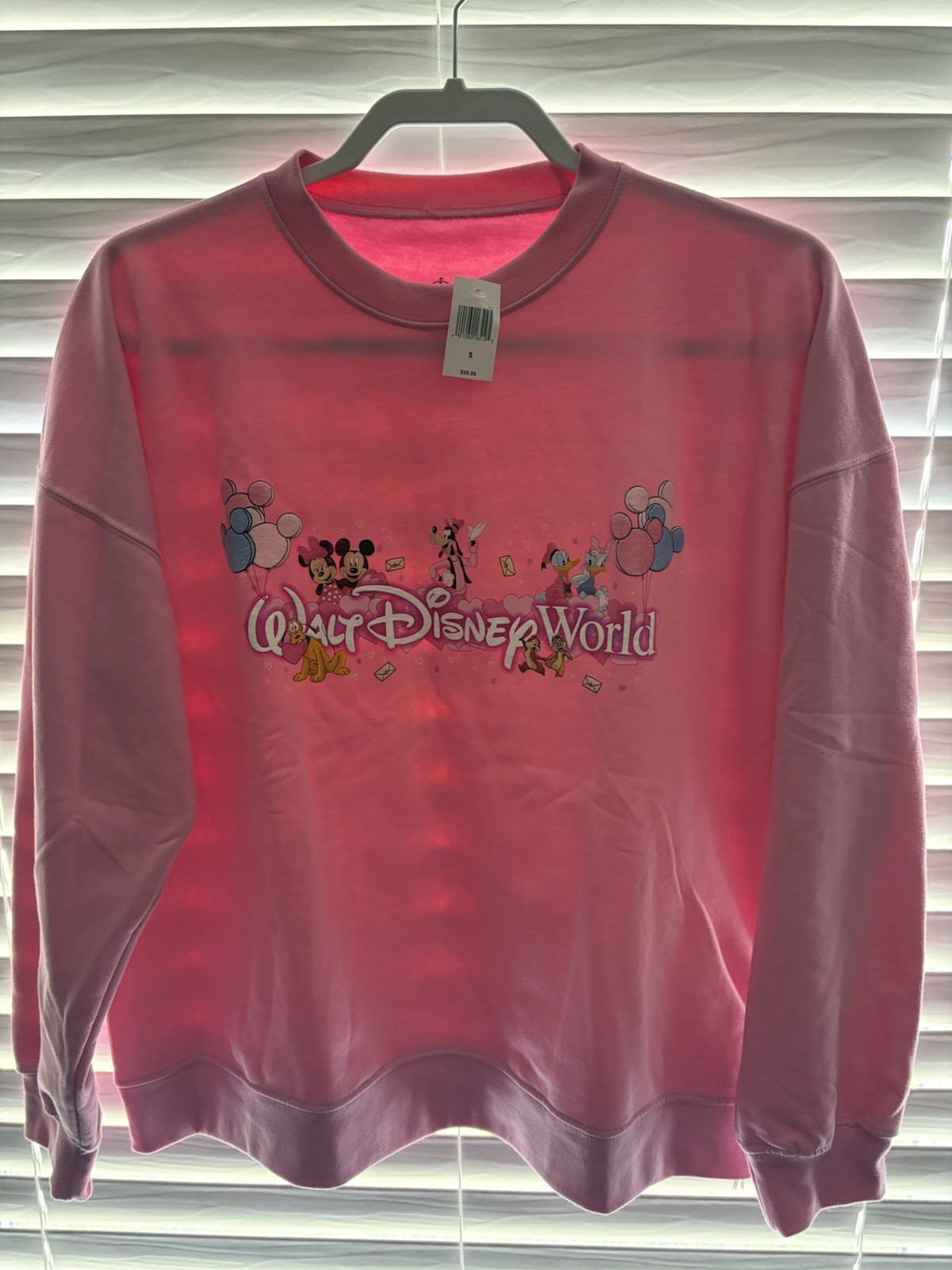 Disney Parks 2026 Pink valentine Pullover/ crewneck sweatshirt*Size S