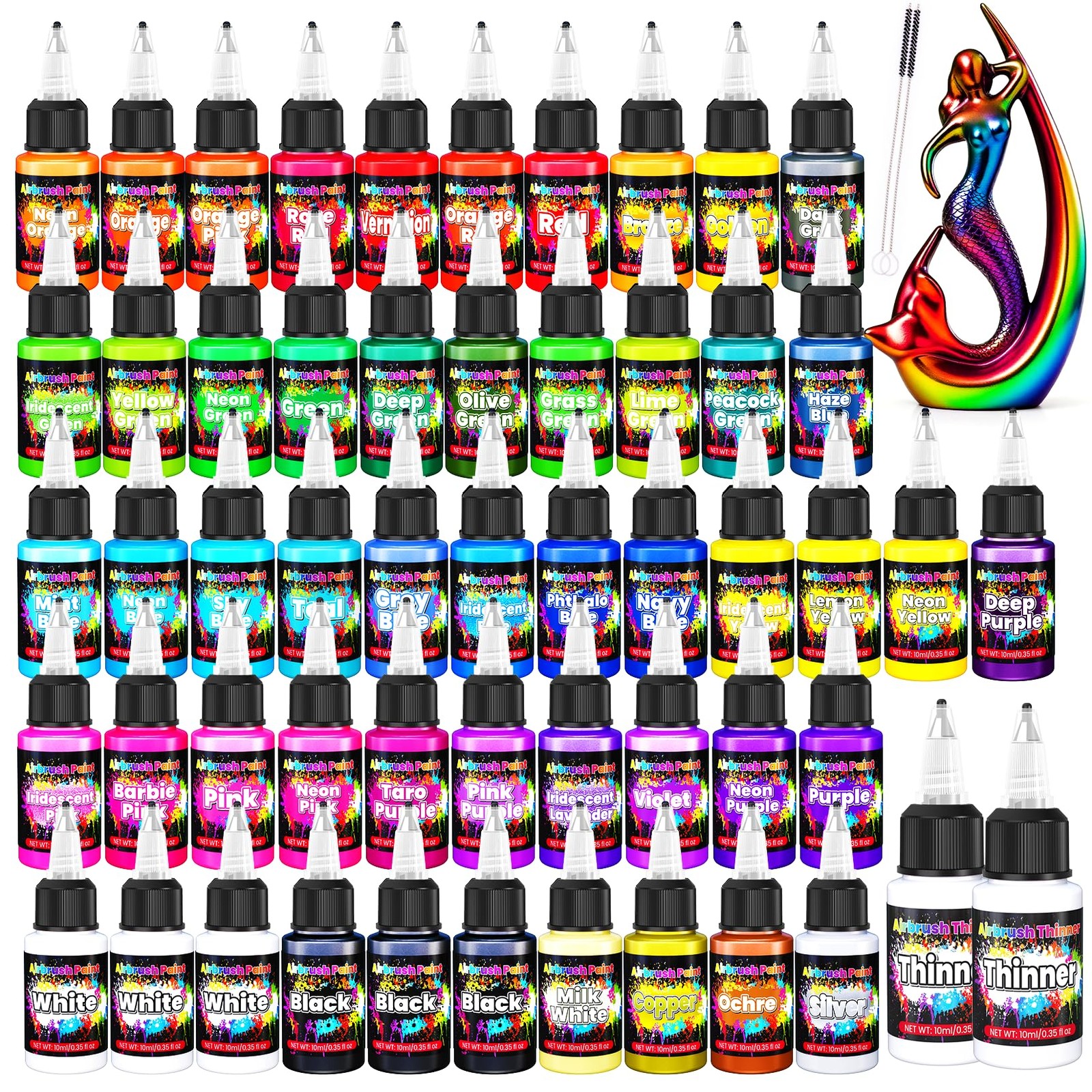 Airbrush Paint - 54 Colors with 2 Airbrush Thinners, Ready to Spray Air Brush...