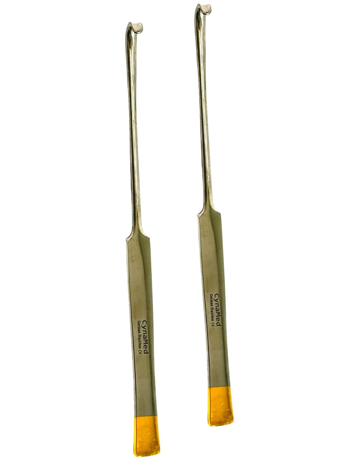 Set of 2 - 8" Gold Tipped Flat Handle Smooth Snook Hook, Veterinary Spay Hook