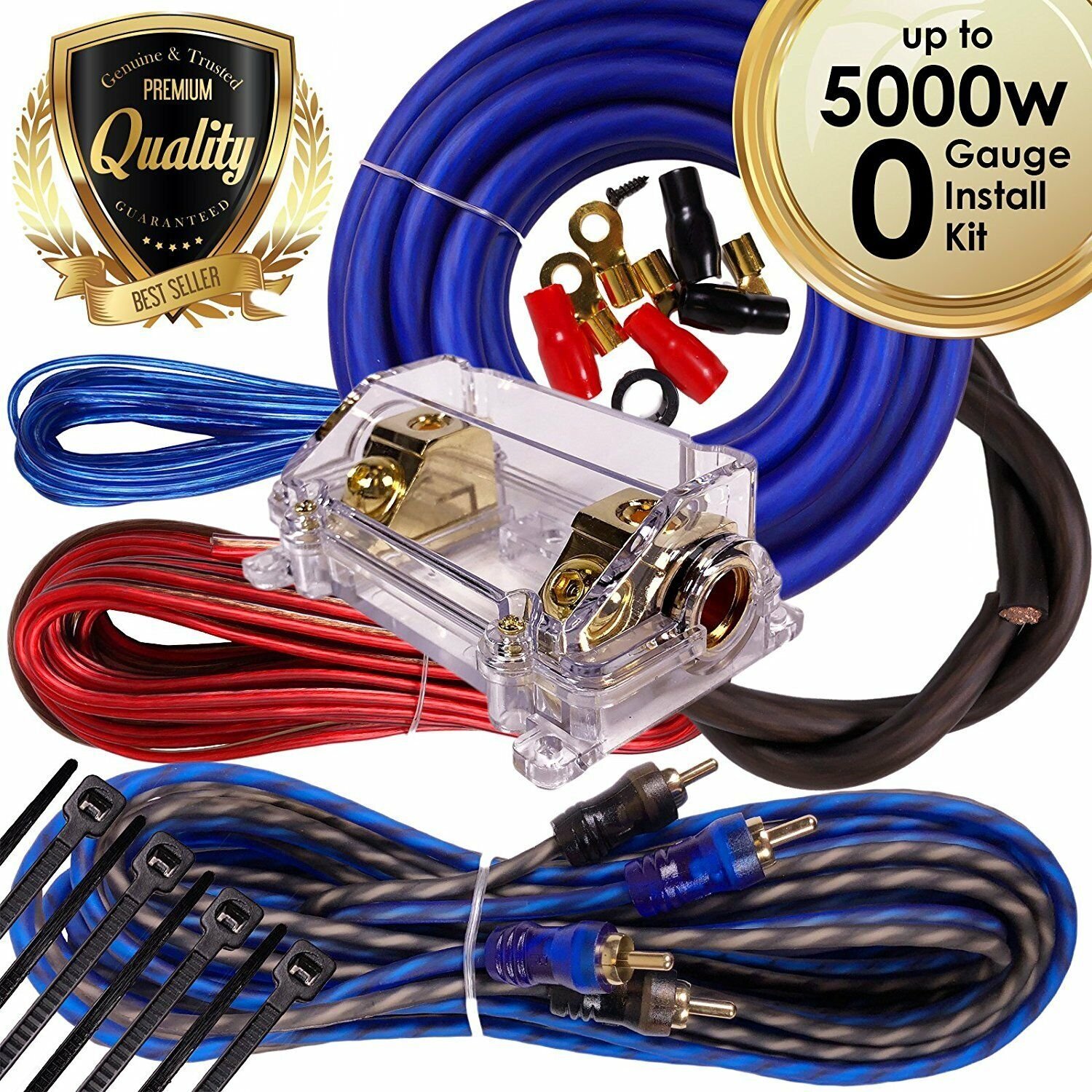 Complete 8000W 0 Gauge Car Amplifier Installation Wiring Kit Amp OFC Copper