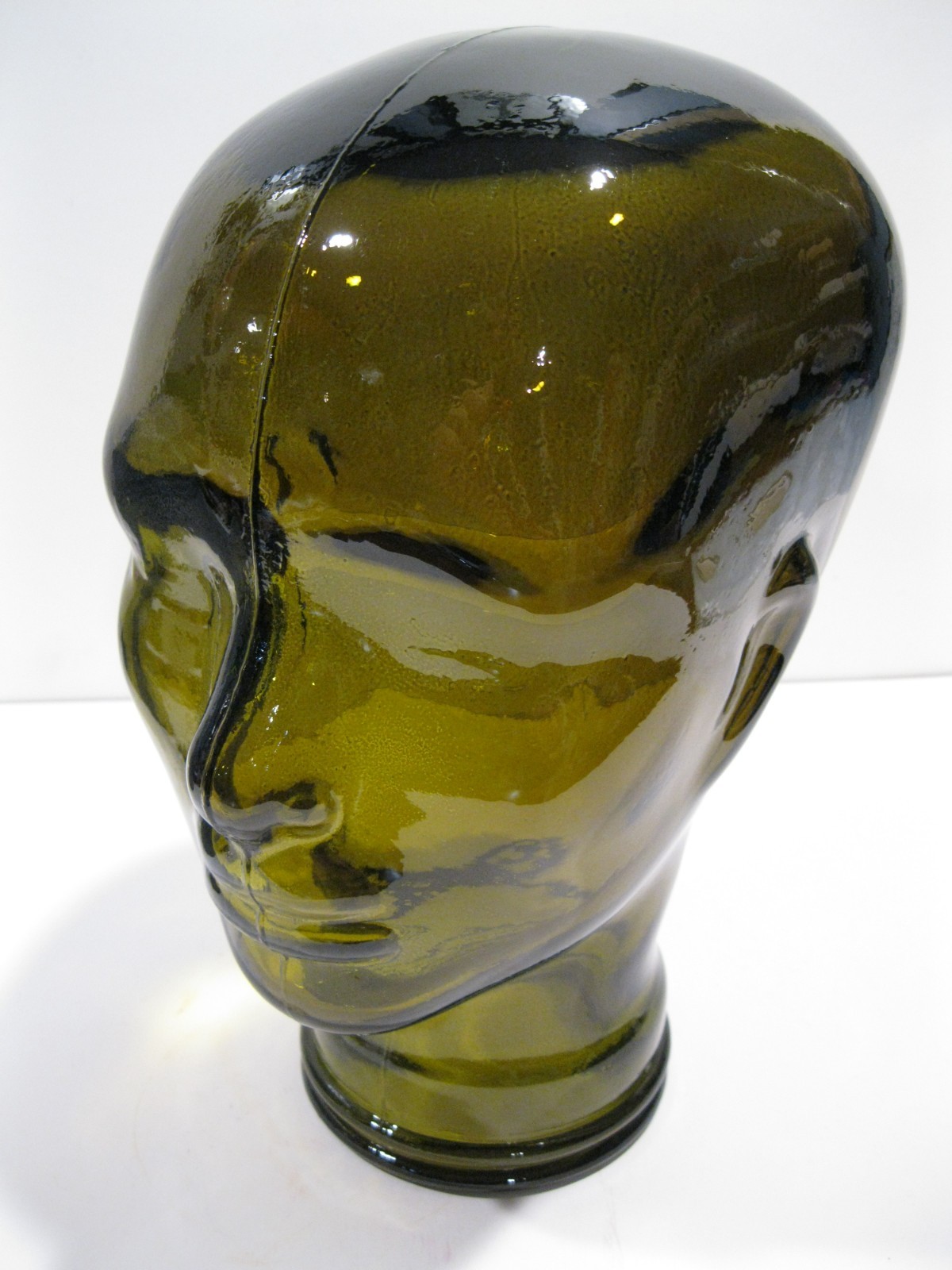 Glass Head OLIVE GREEN, Life Size Mannequin Head for Decor, Display Hats, Wigs