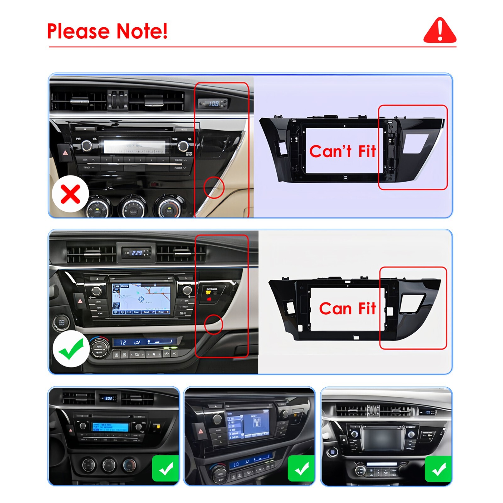 Apple Carplay For Toyota Corolla 2014-2016 Car Stereo Radio Android 14 GPS WIFI