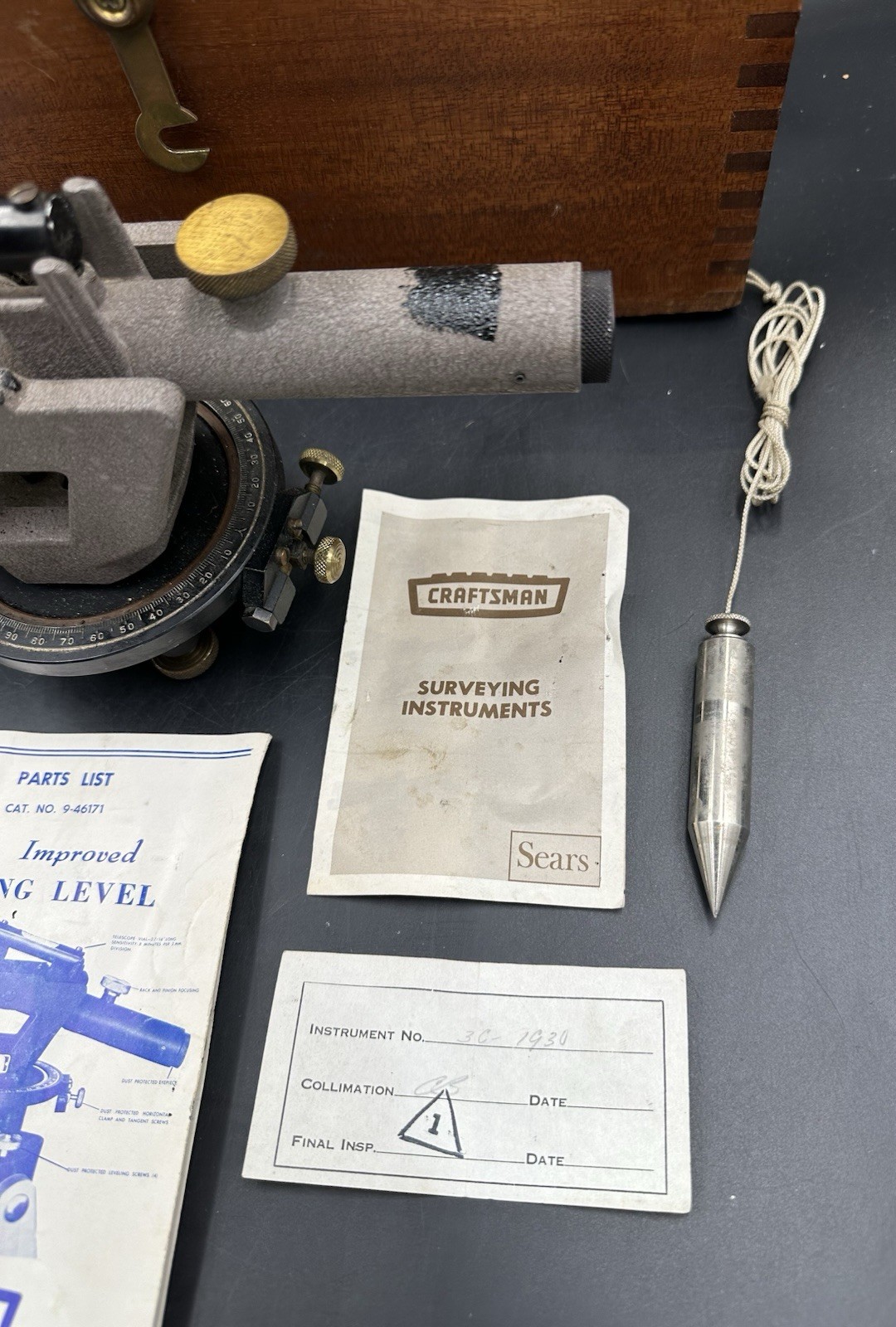 Vintage Sears Roebuck Surveyor Transit Tripod Range Rod Prism Pole Theodolite