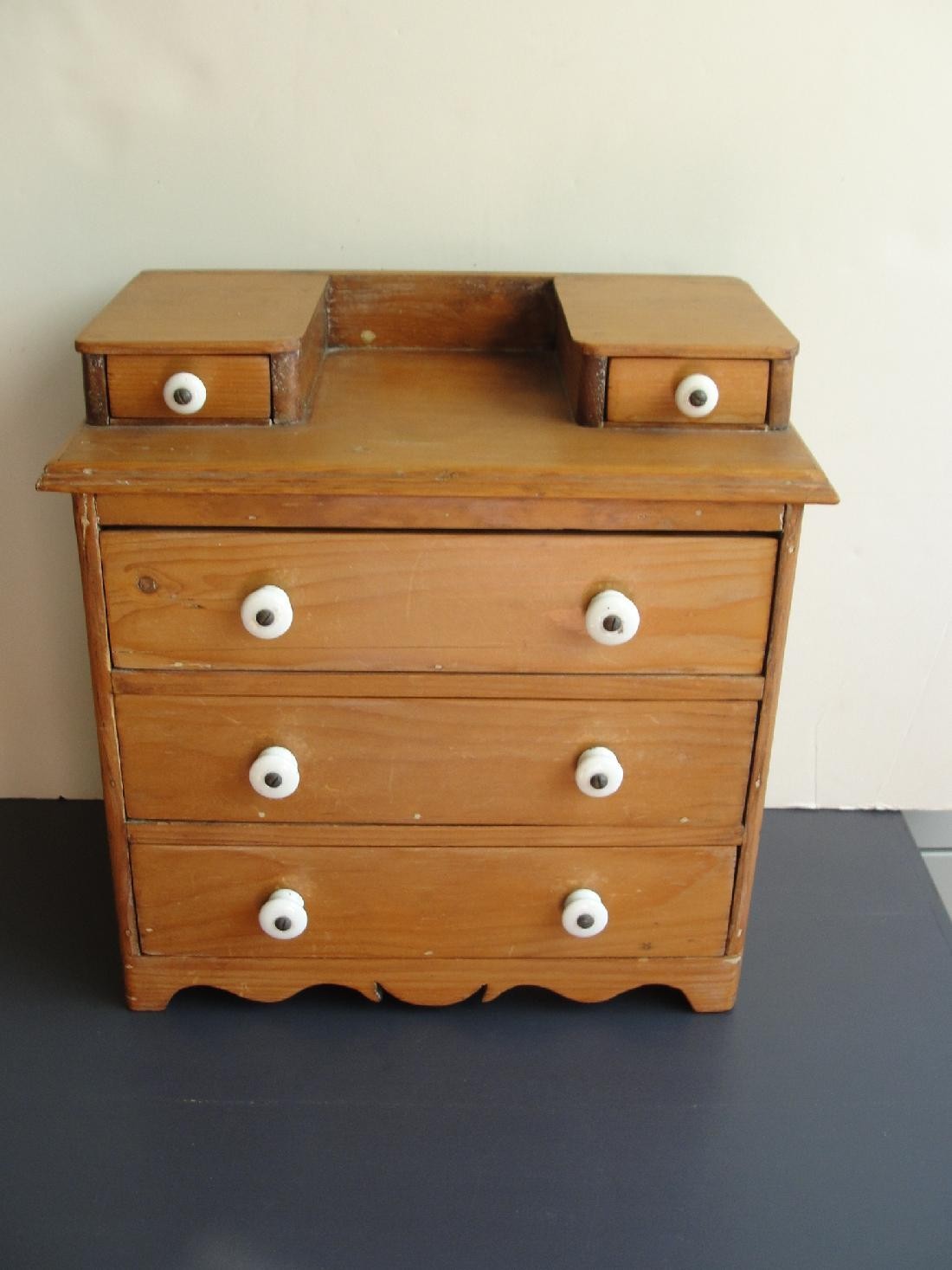 Antique Vtg Children's Toy Wood Furniture Salesmans Sample 2/3 Drawer Chest #8