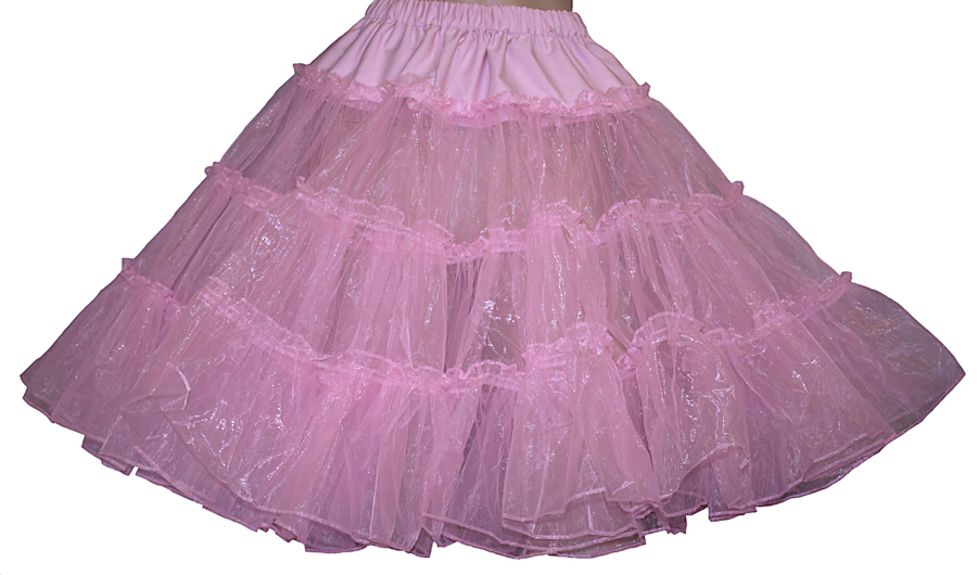 PINK CRINLOLINE 50's POODLE SKIRT _ SZ M/L _ W 30"-38" _ L22"