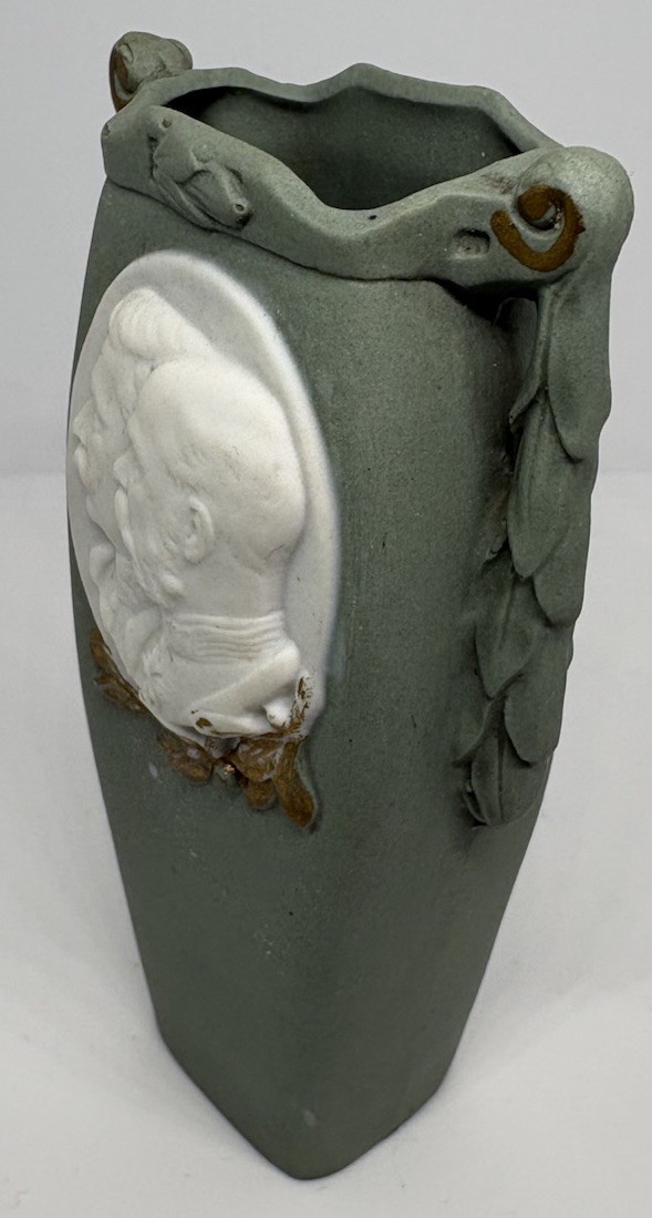 Antique German Commemorative Bisque Vase Kaiser Wilhelm Franz Joseph 1779 c.1914