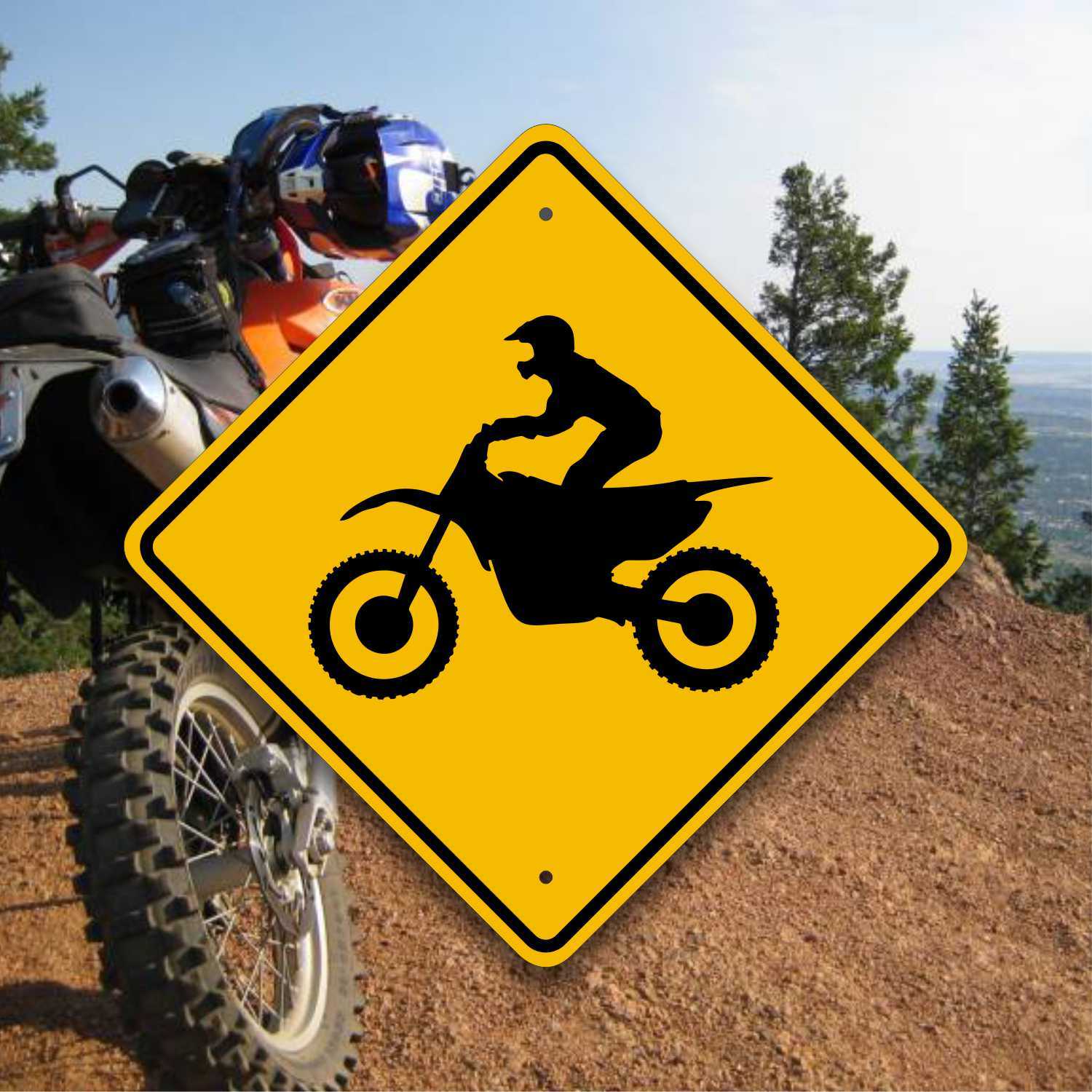 Dirt Bike Crossing Sign- Enduro Trail Marker - Motocross - Fun Motorcycle Gifts