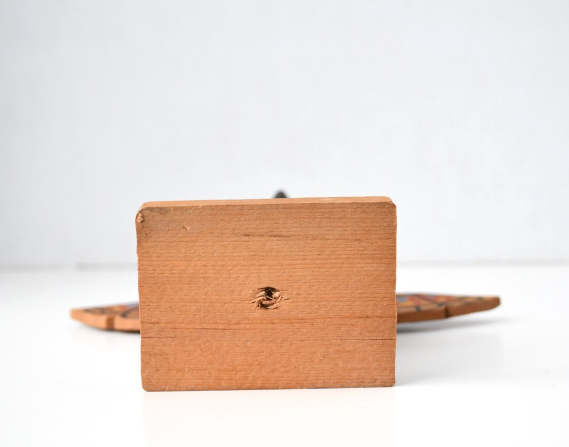 Vintage PWC Cedar Totem Pole Thunderbird Human and Frog 1970's Perfect 7x6.5