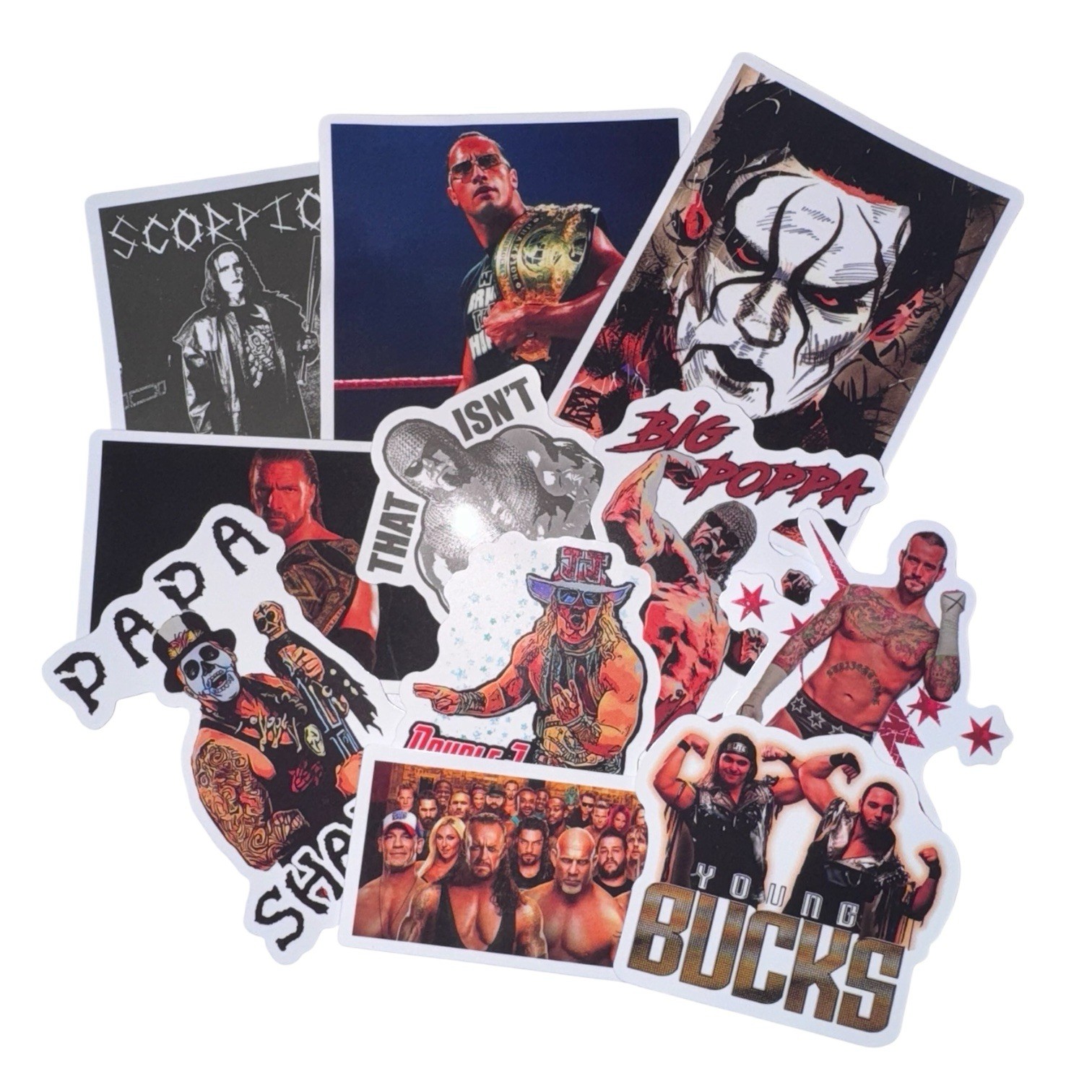 50 WWE Stickers For Car Laptop PVC Backpack Home Decal Pad Water