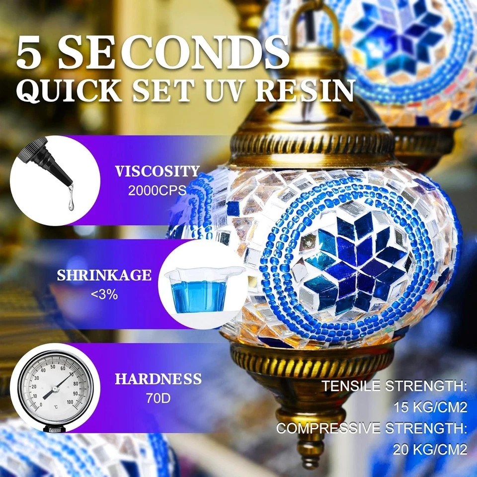 UV Resin Kit with Light 60G UV Glue for Bonding & Curing in Seconds Professional