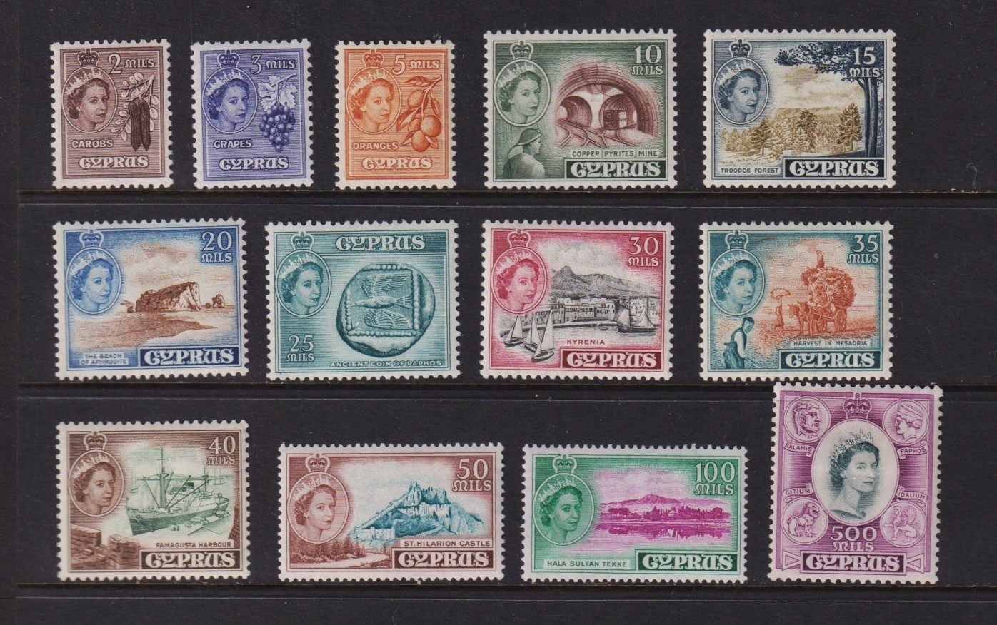 Cyprus - 13 from 1955 set, mint, cat. $ 69.60