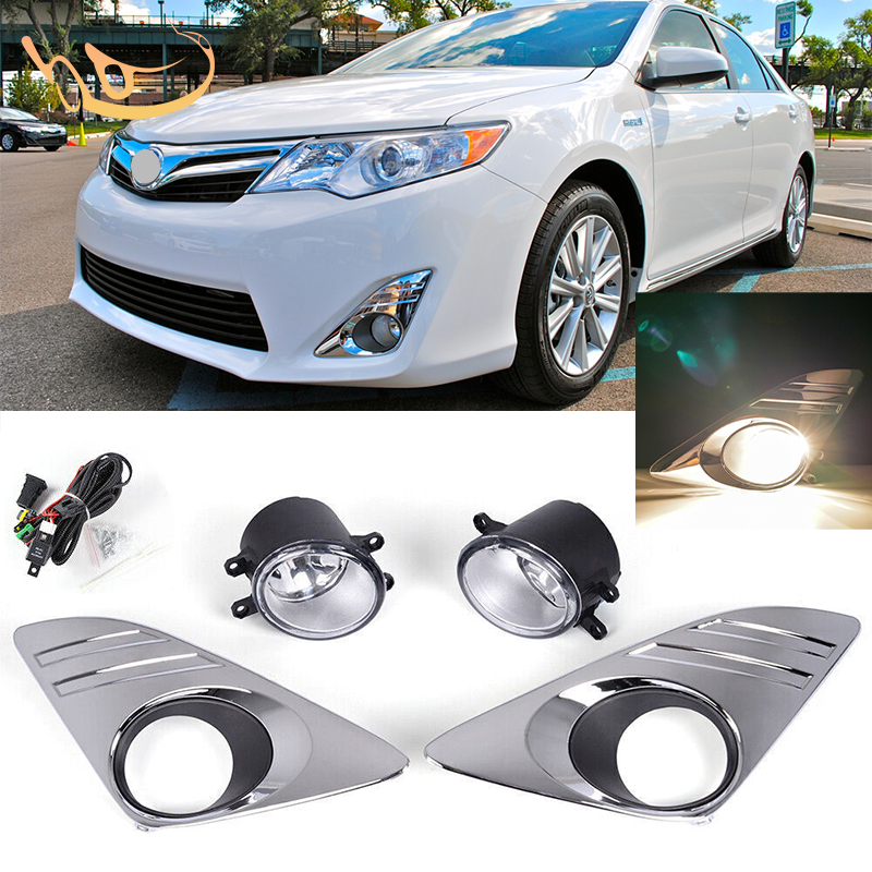 Clear Lens Fog Lights Lamps Chrome Cover Fits 2012 2013 2014 Toyota Camry Pair