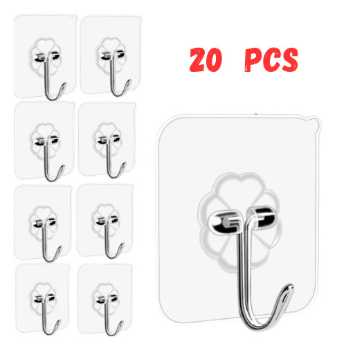 20-40pcs Adhesive Sticky Hooks Heavy Duty Clear Wall Seamless Hooks Hangers US