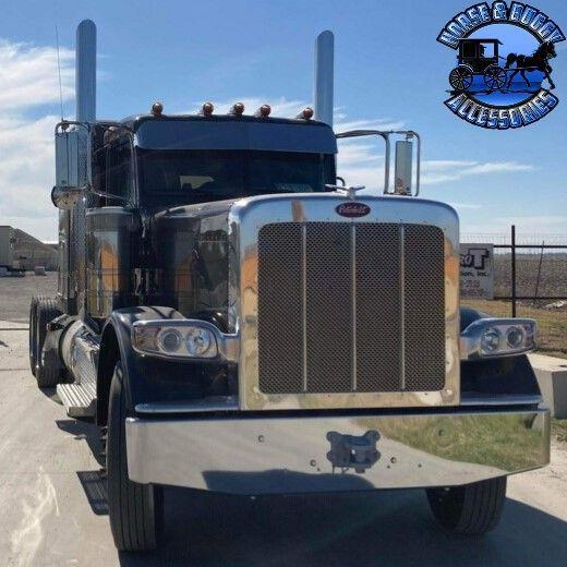 PETERBILT 10'' ROLLIN LOW STAINLESS STEEL STRAIGHT FLAT BOTTOM SUN VISOR 379/389