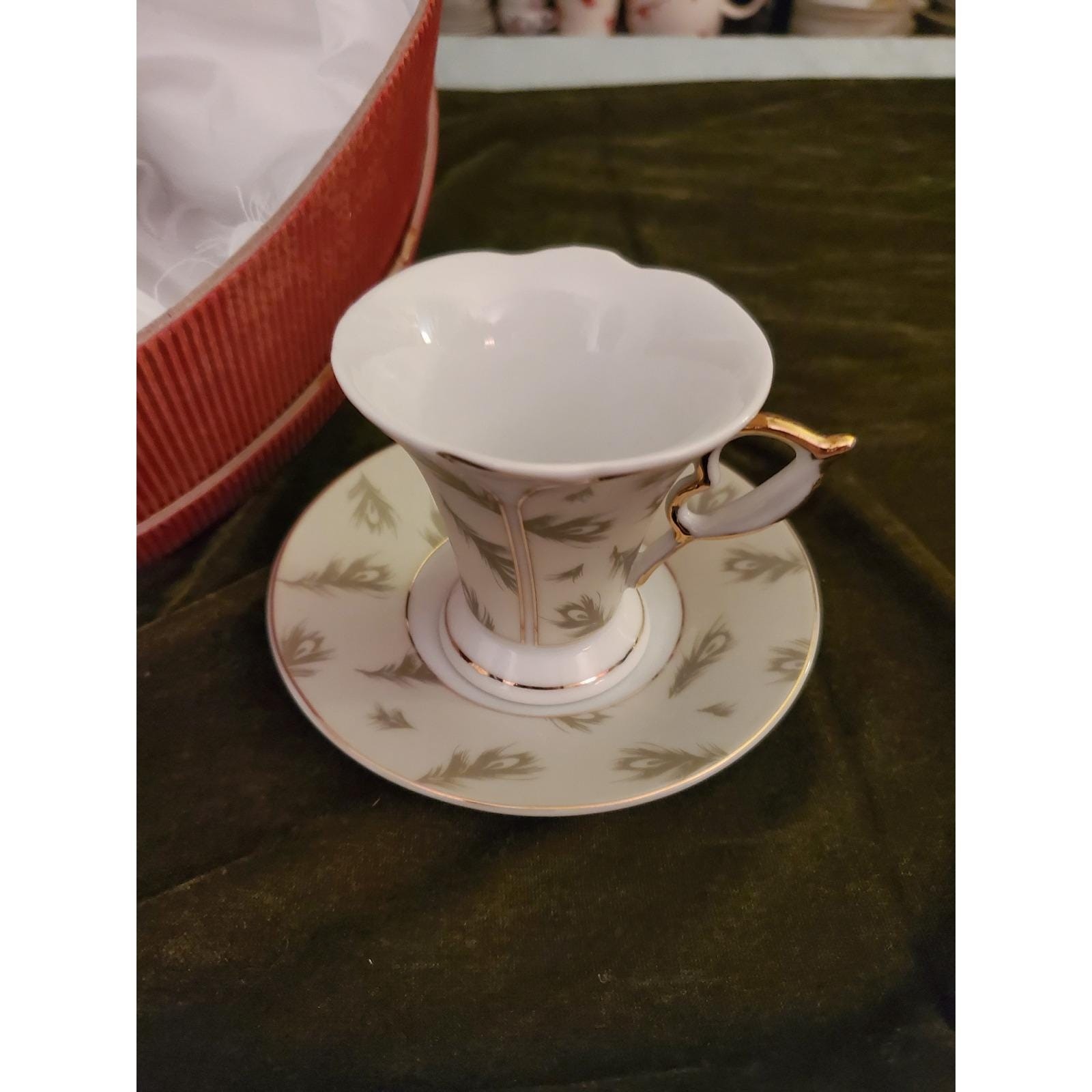 D'Lusso Fine Porcelain Tea Cup and Saucer Set Service for Six with Gift Box