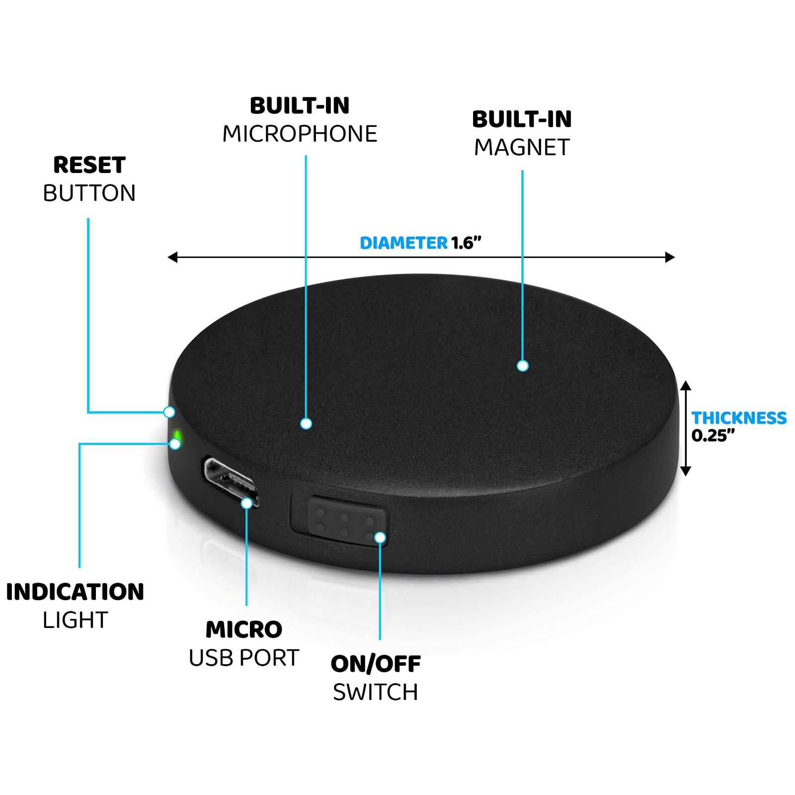 Spy Recorder Device | Secret Voice Recorder | Magnetic Mini Recorder Black NEW