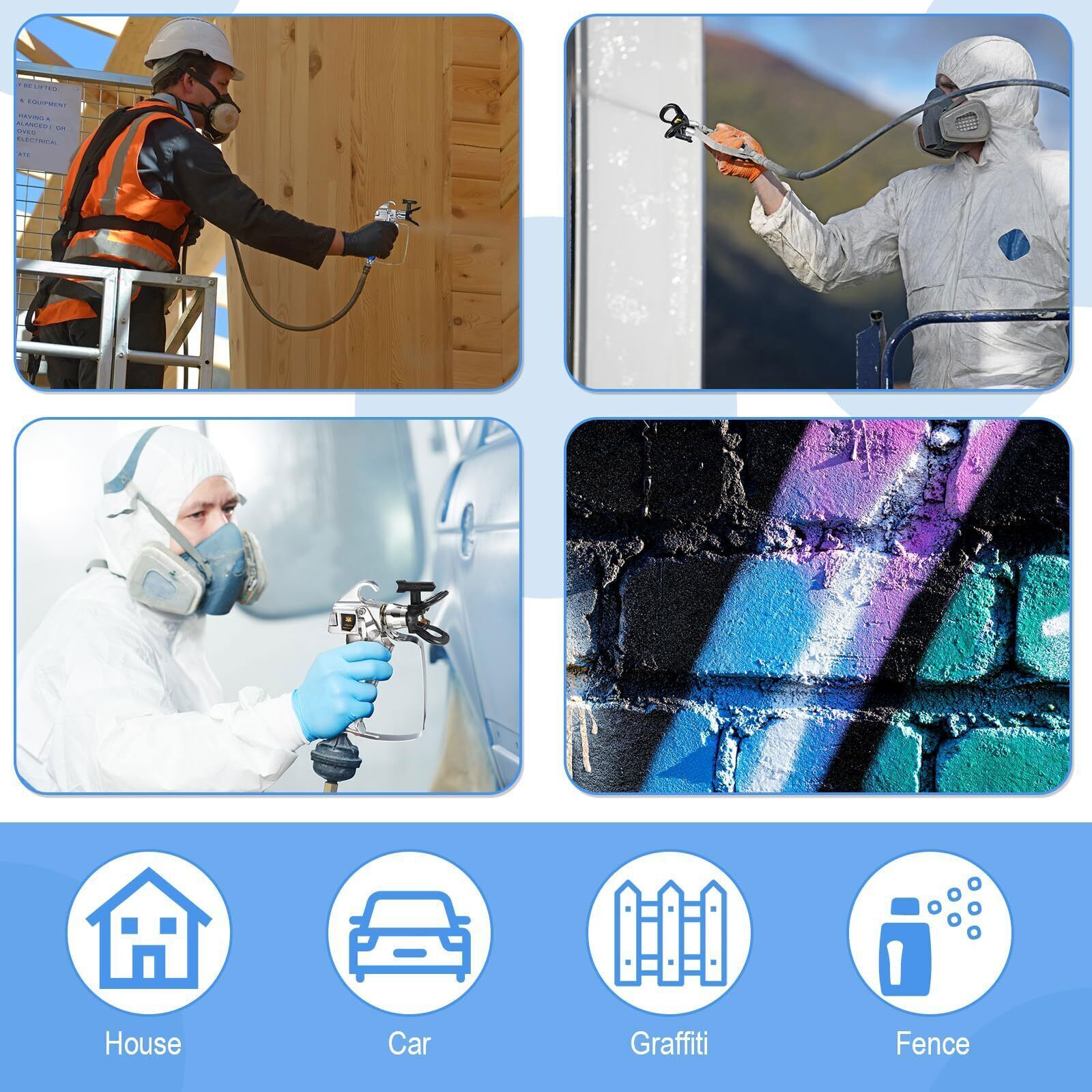 12 Pcs Airless Paint Sprayer Gun with Nozzle Guard Spray Tips and Airless Paint