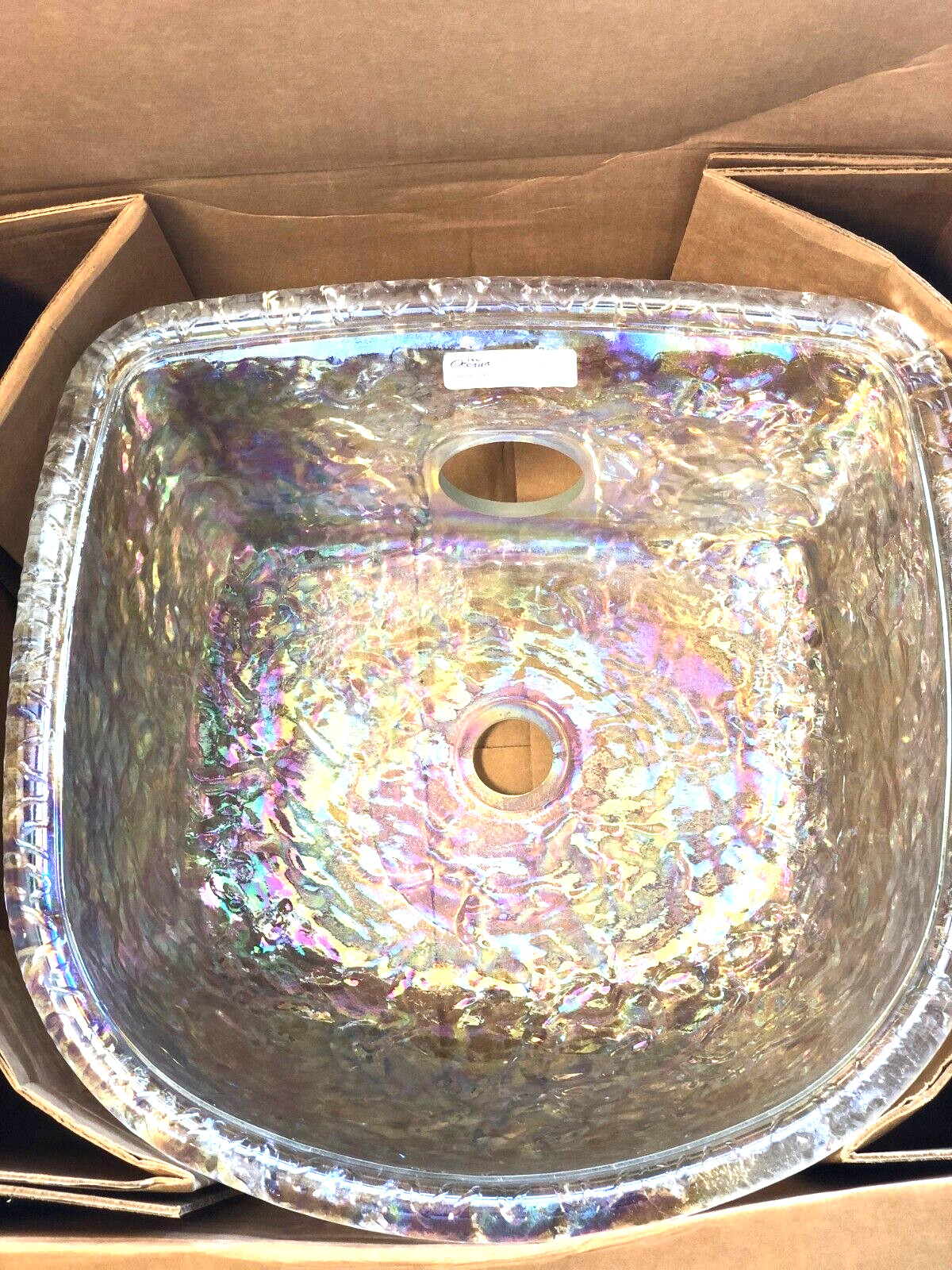 Glass Pedicure Spa Bowl – Crystal Textured Sink for Nail Salon Chair – Durable