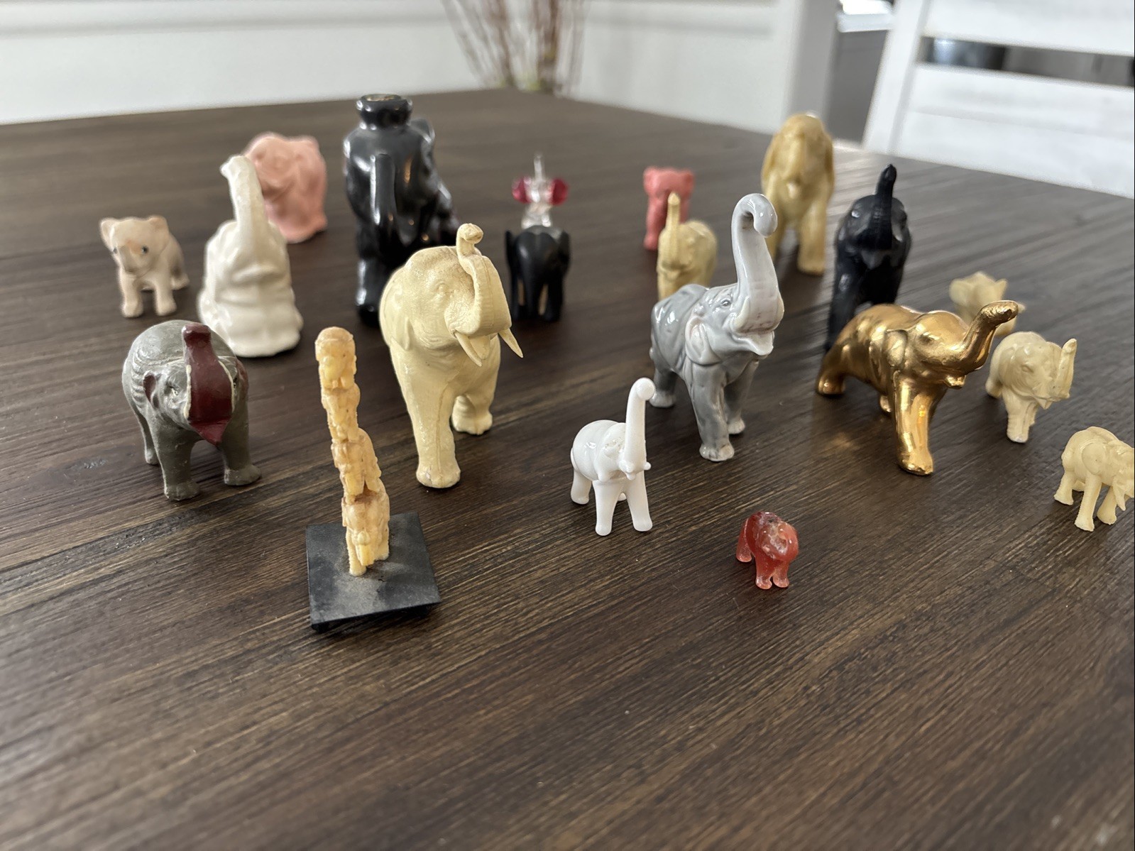 Large Vintage Elephant Figurine Collection – Stone, Resin, Gold Tone – 22 Piece